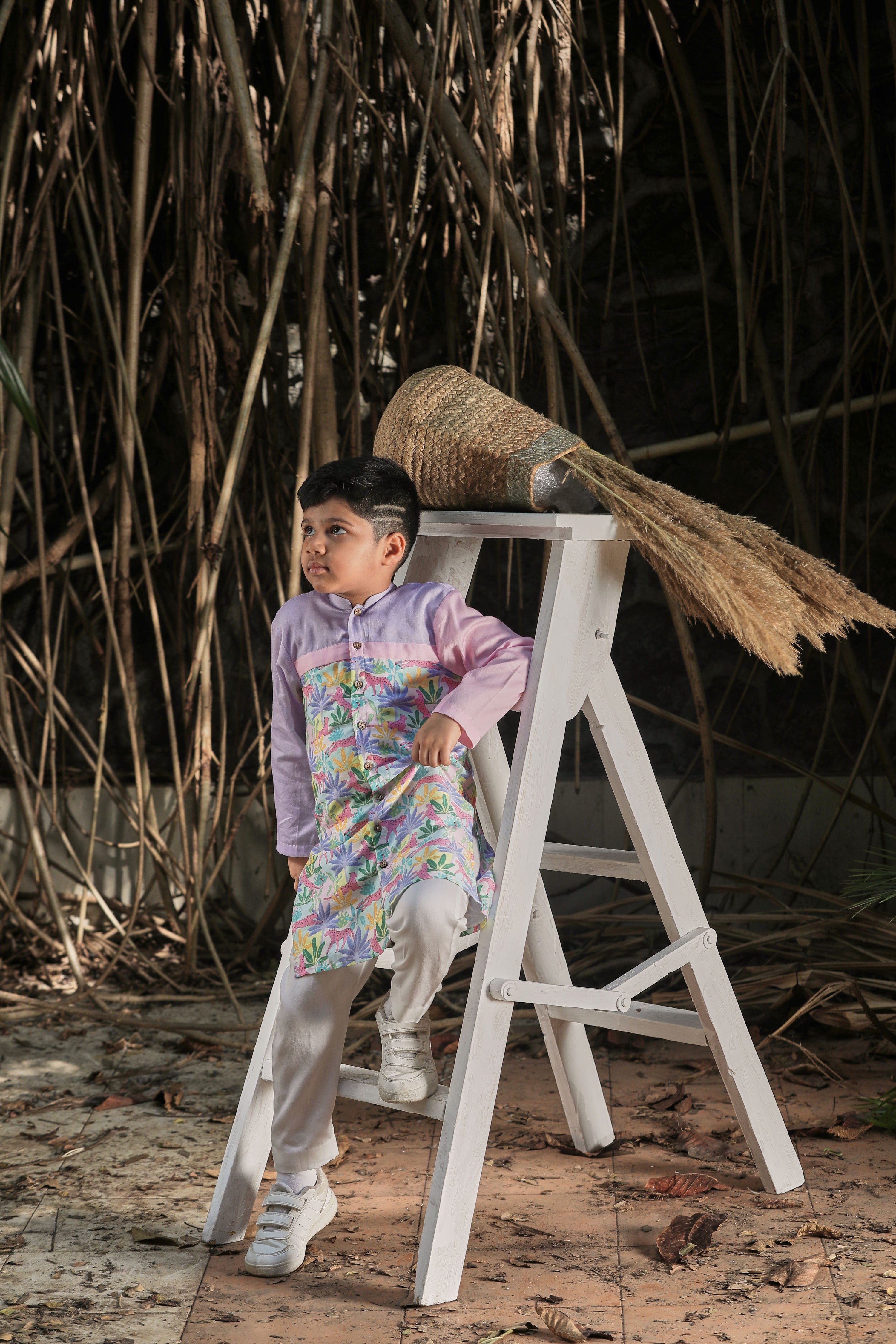 Tropical Print Kurta and Pants