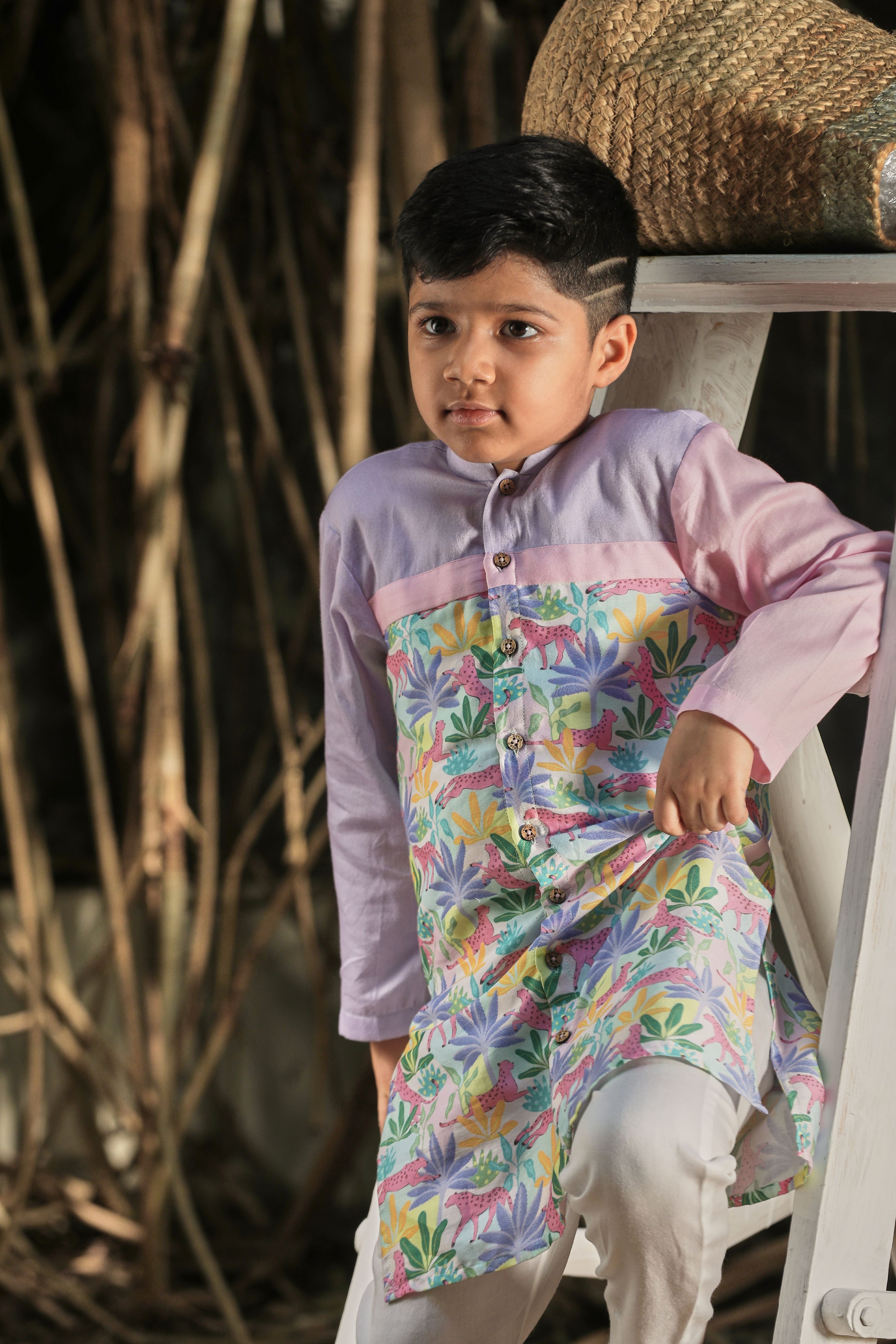 Tropical Print Kurta and Pants