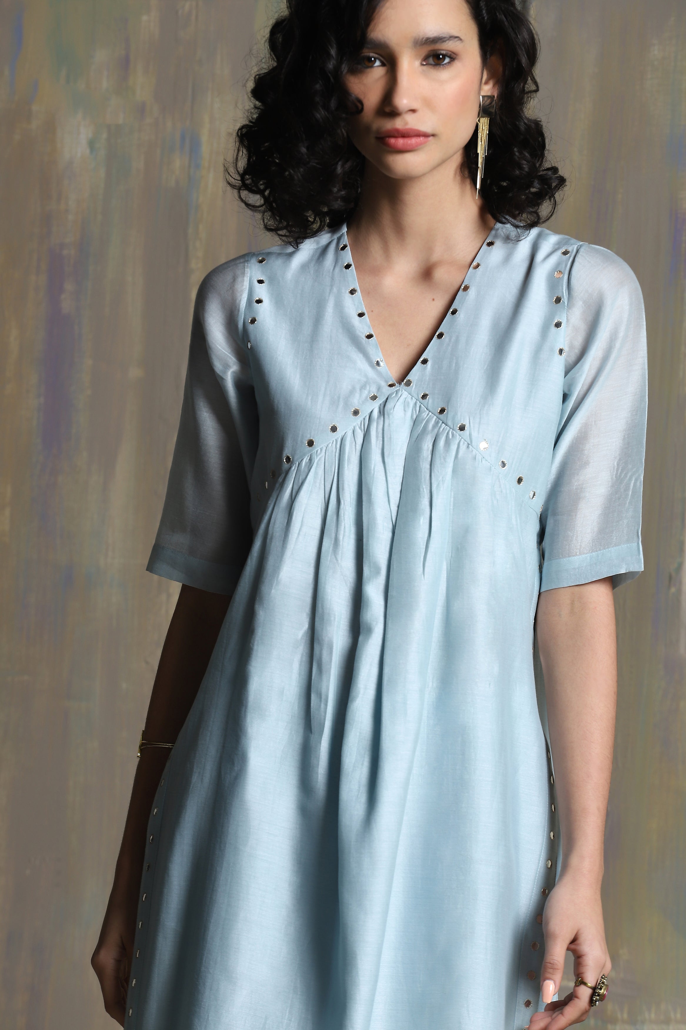 COOL BLUE HIGH SLIT KURTA SET