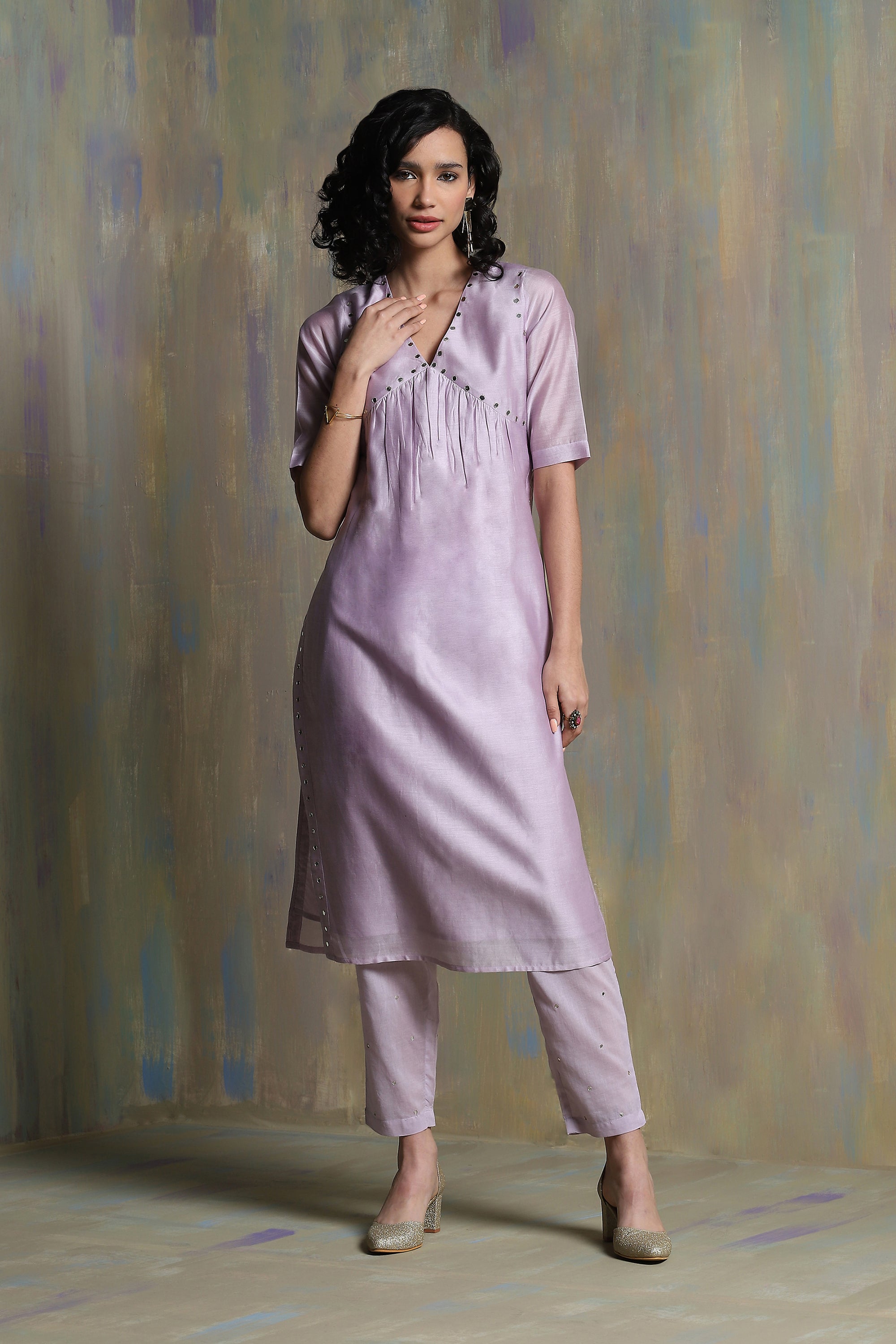 LILAC HIGH SLIT KURTA SET