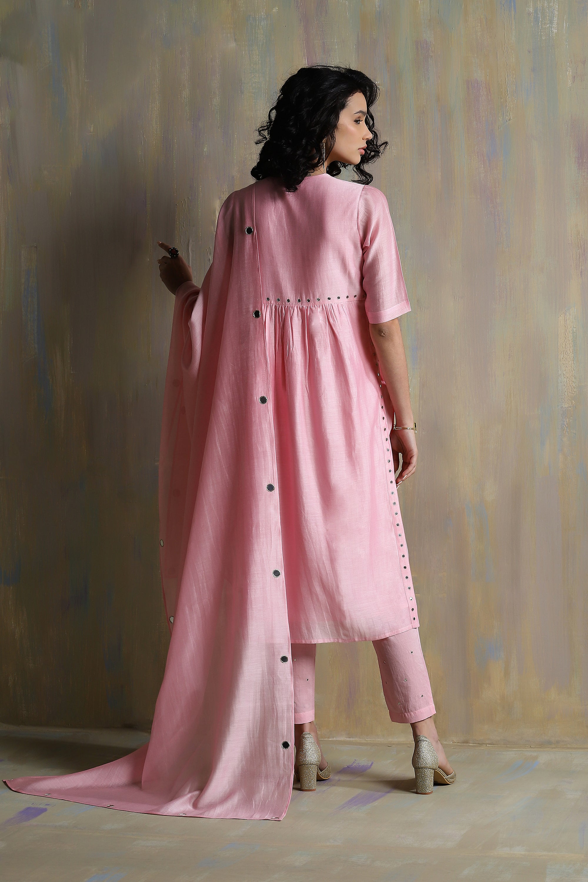 LIGHT PINK HIGH SLIT KURTA SET