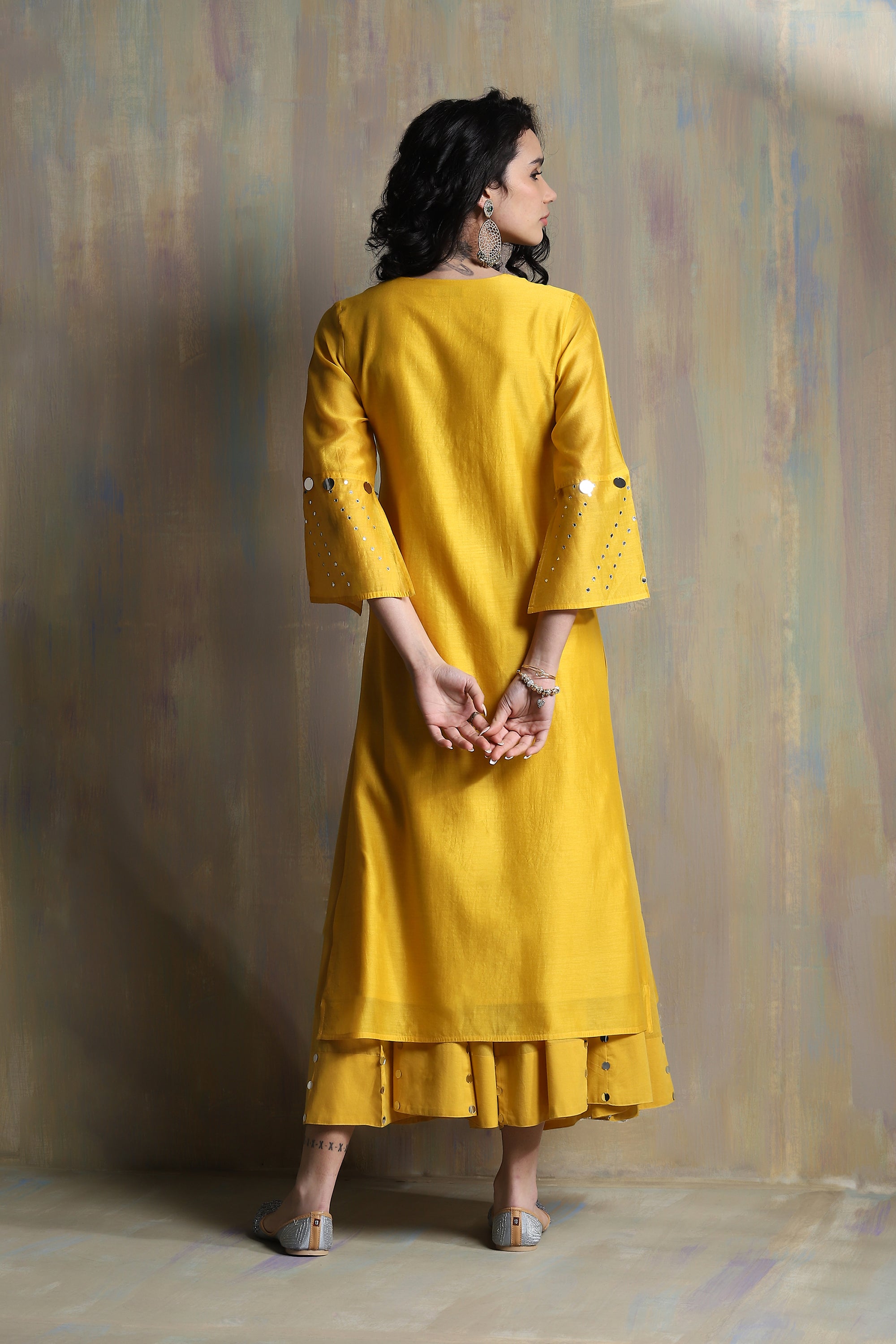 SUNFLOWER YELLOW BELL SLEEVES KURTA SET