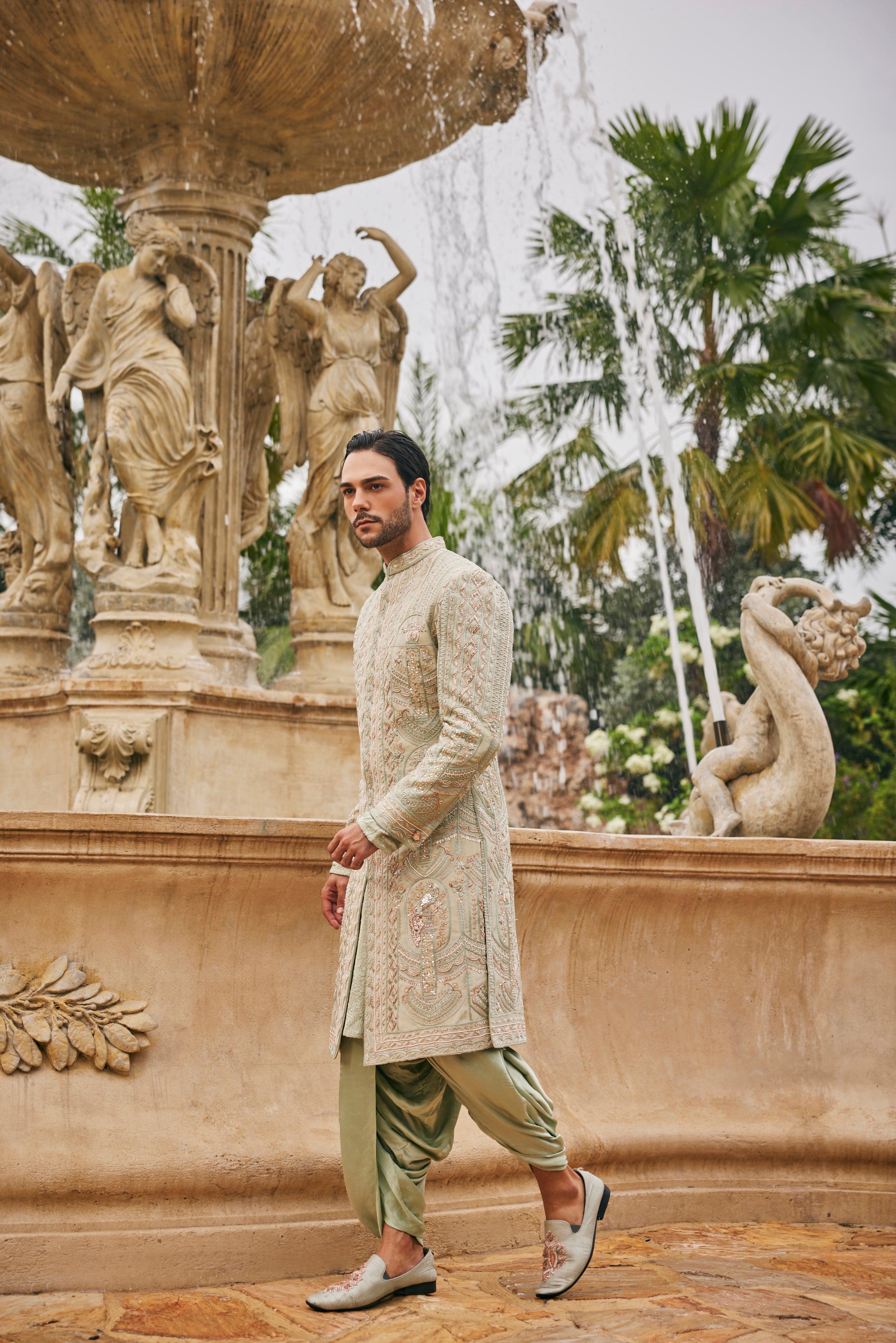 SAGE IN SIAM PLAIN SHERWANI SET