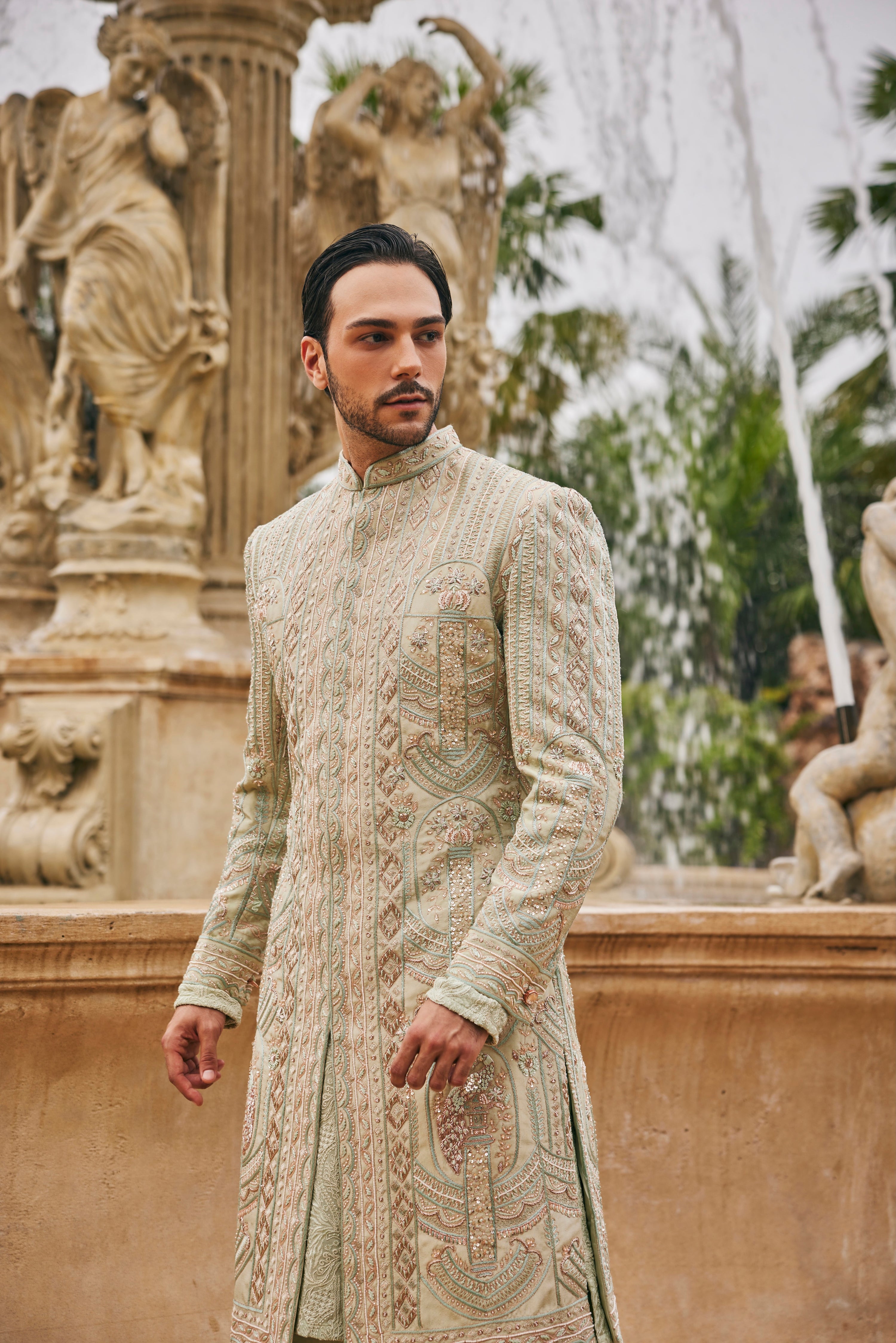 SAGE IN SIAM PLAIN SHERWANI SET