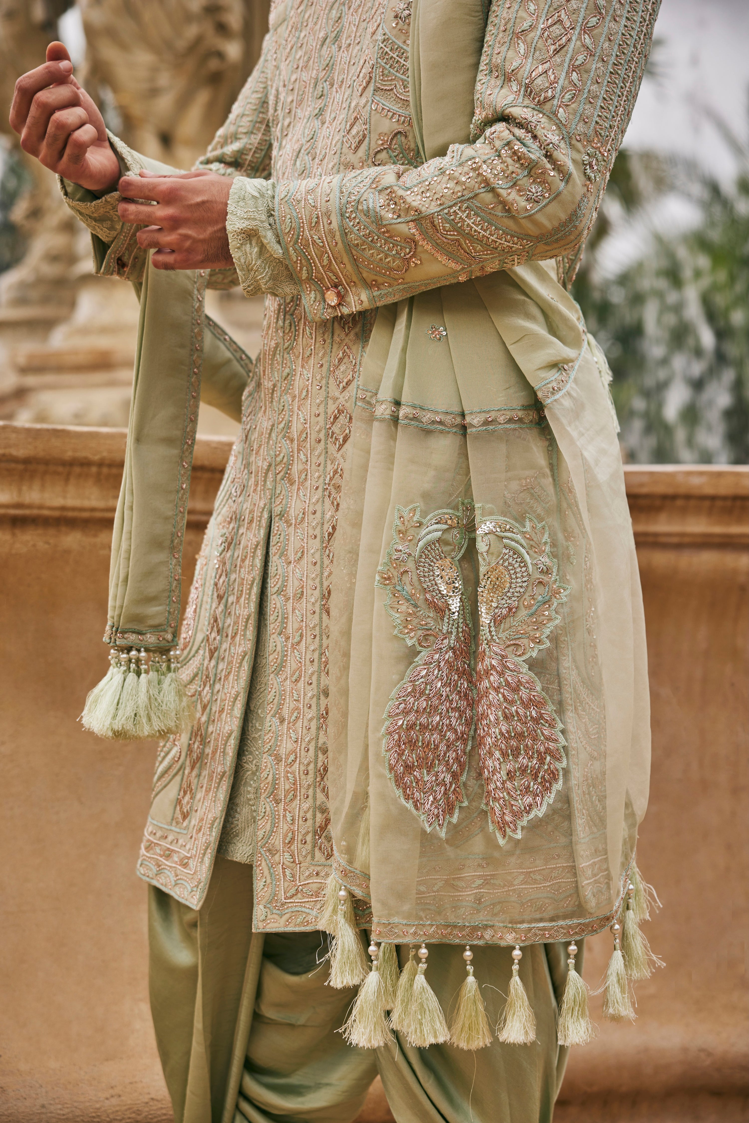SAGE IN SIAM PLAIN SHERWANI SET