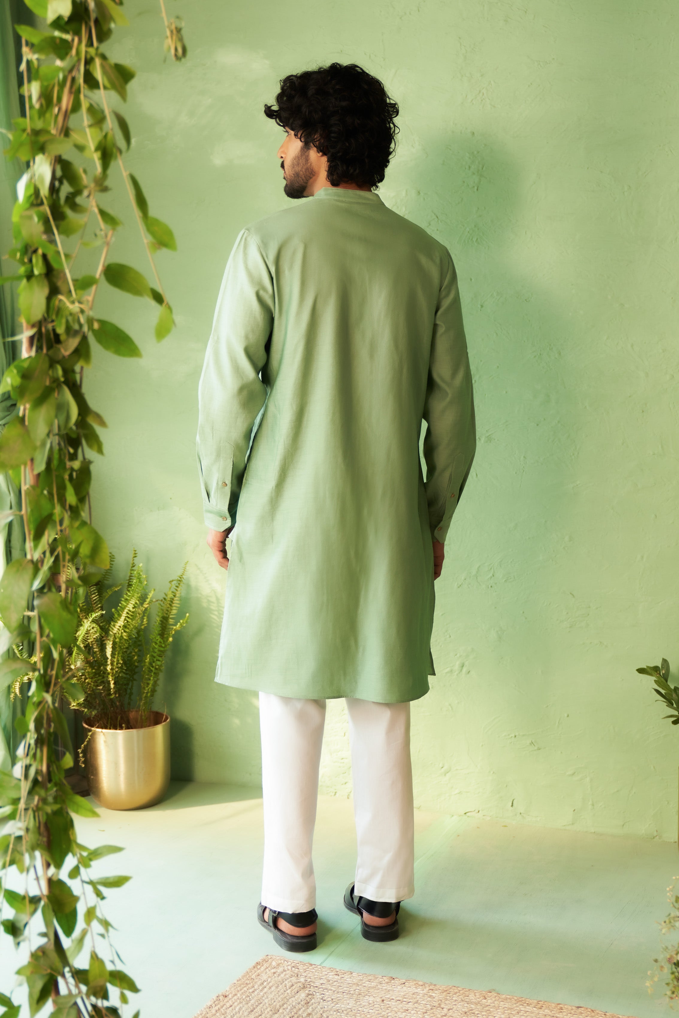 TEA GREEN MENS KURTA SET