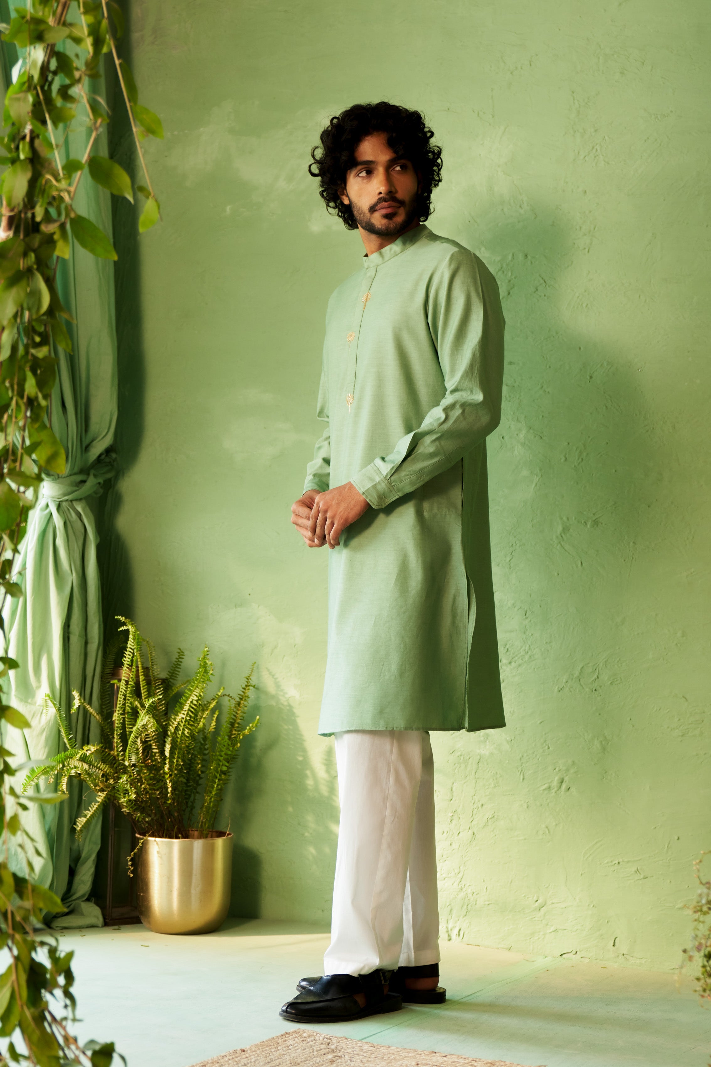 PLACKET EMBROIDERY MENS KURTA SET