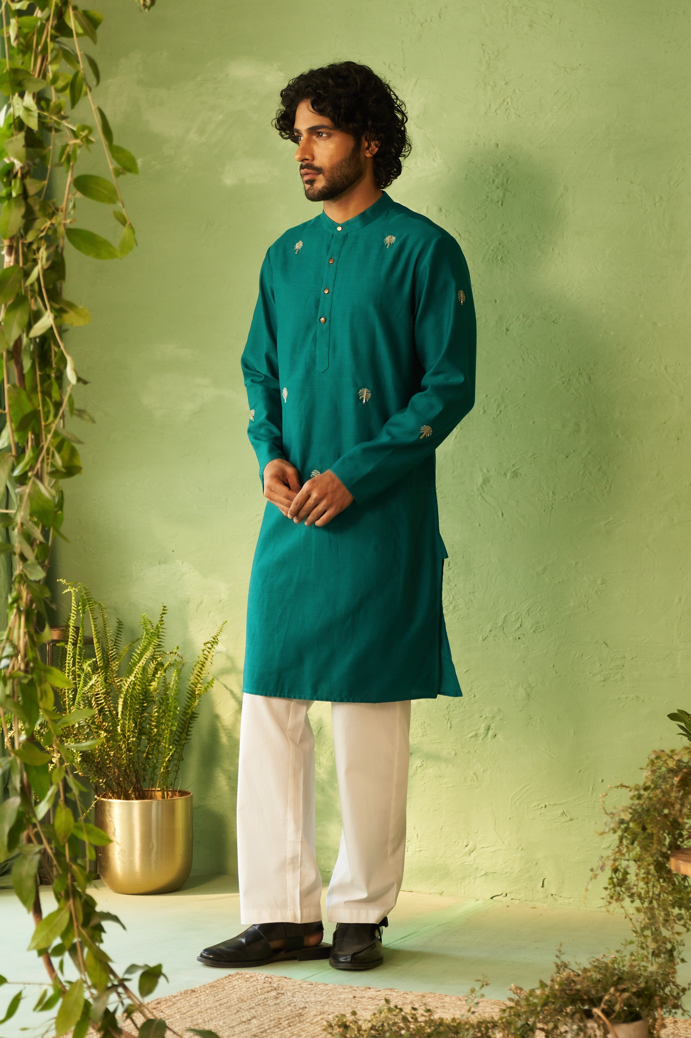 PEACOCK GREEN MENS KURTA SET