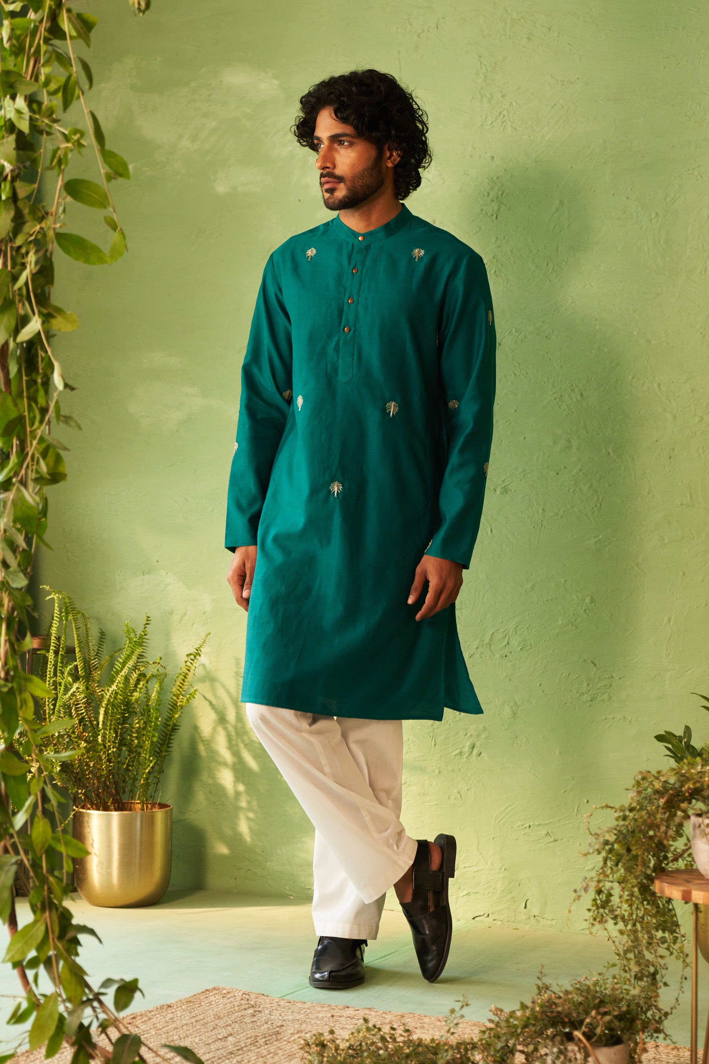 PEACOCK GREEN MENS KURTA SET