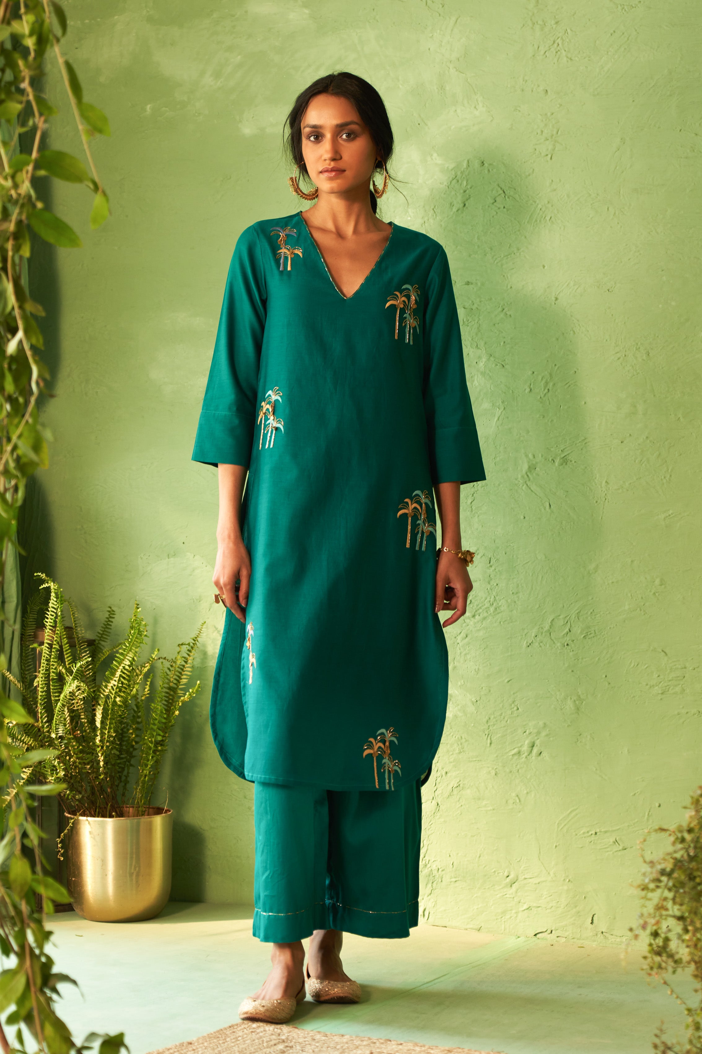 PEACOCK GREEN TUNIC SET