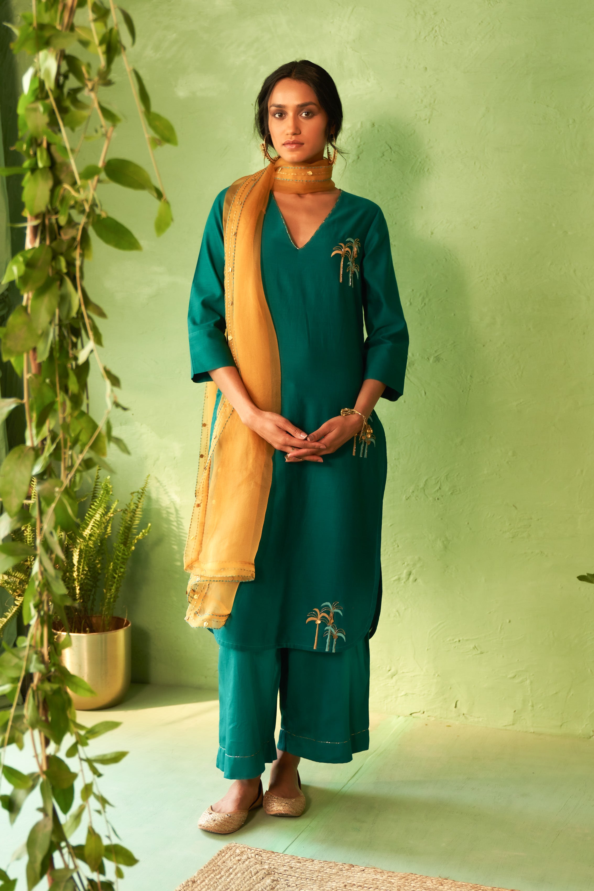 PEACOCK GREEN TUNIC SET