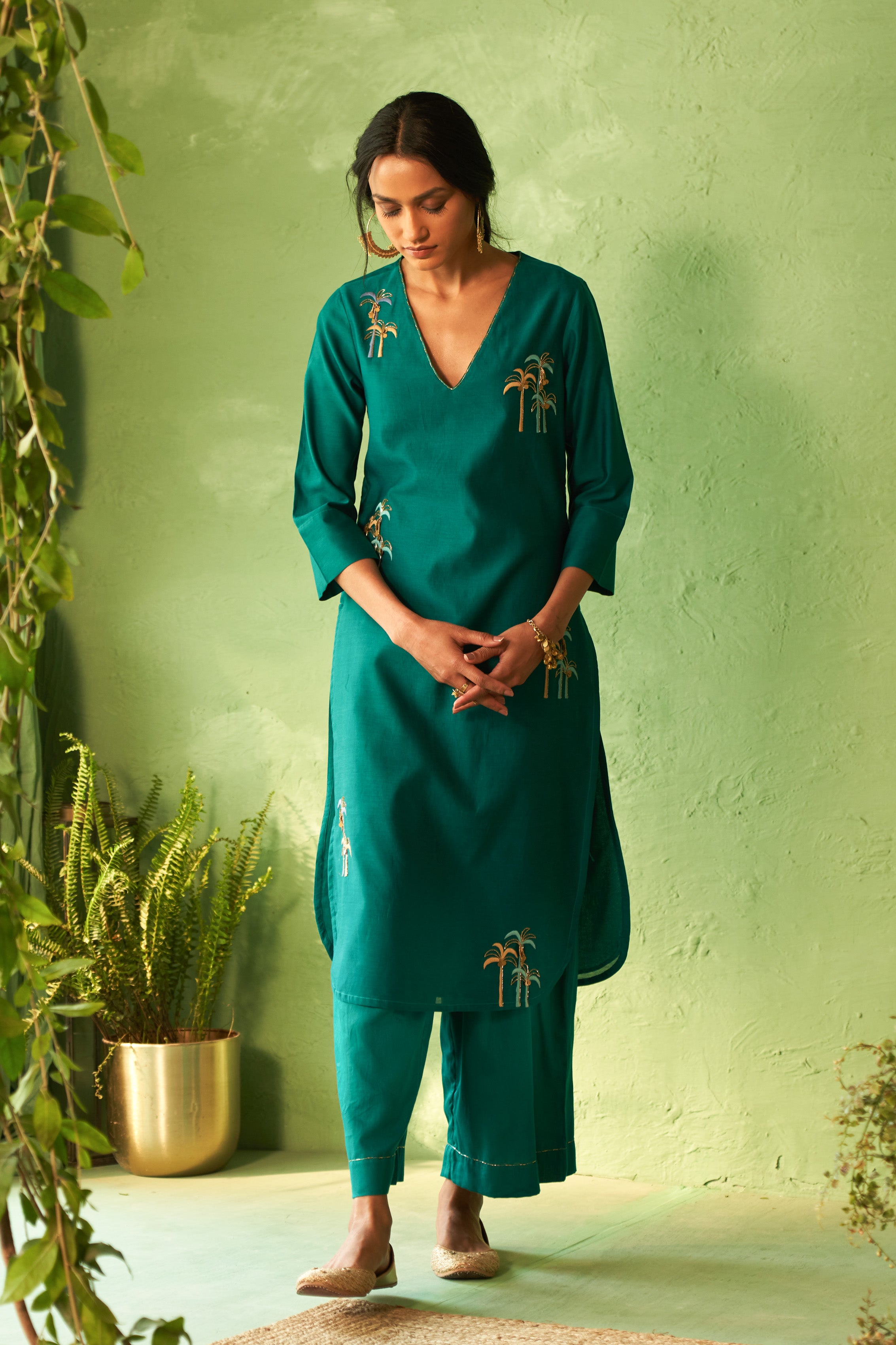 PEACOCK GREEN TUNIC SET