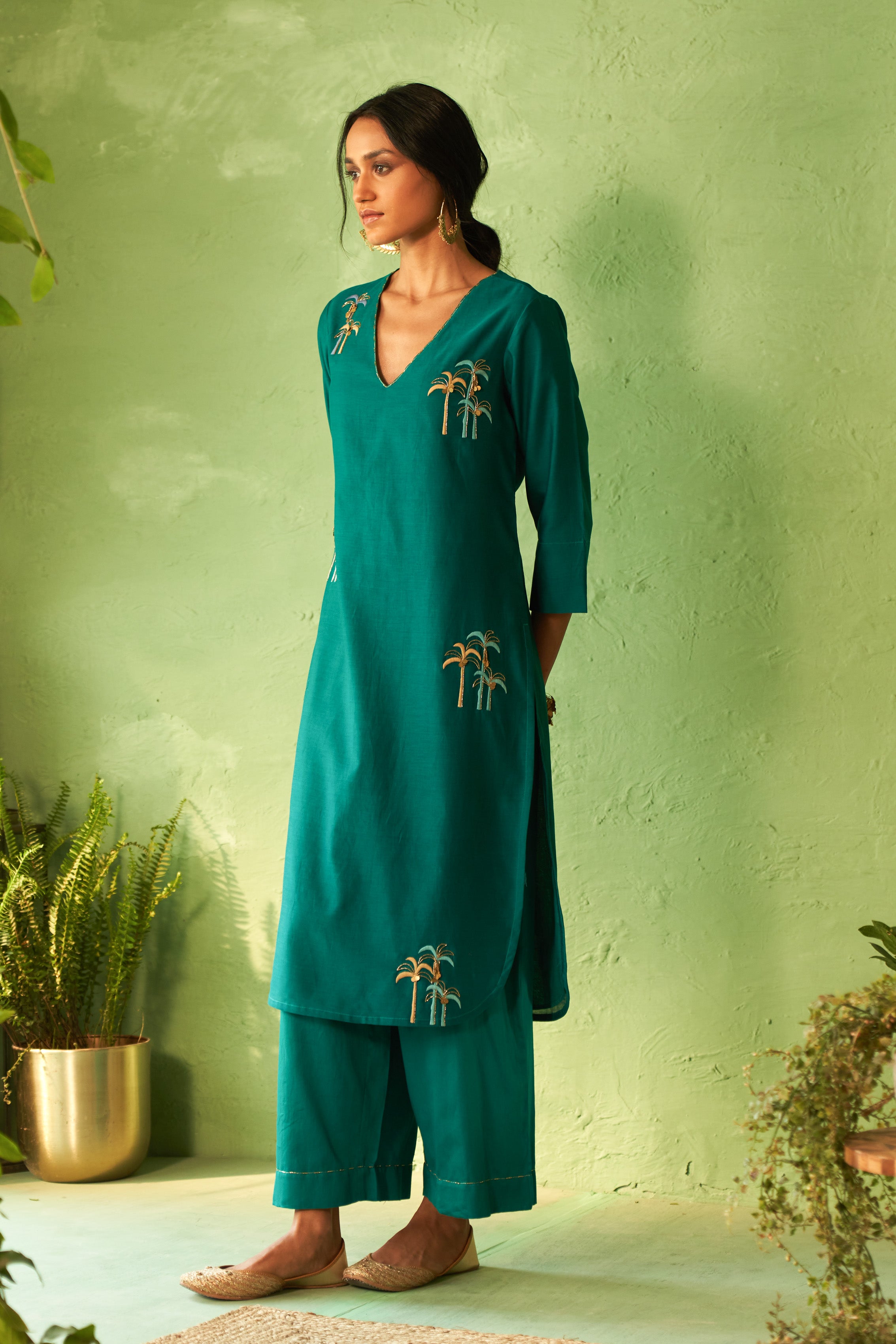 PEACOCK GREEN TUNIC SET