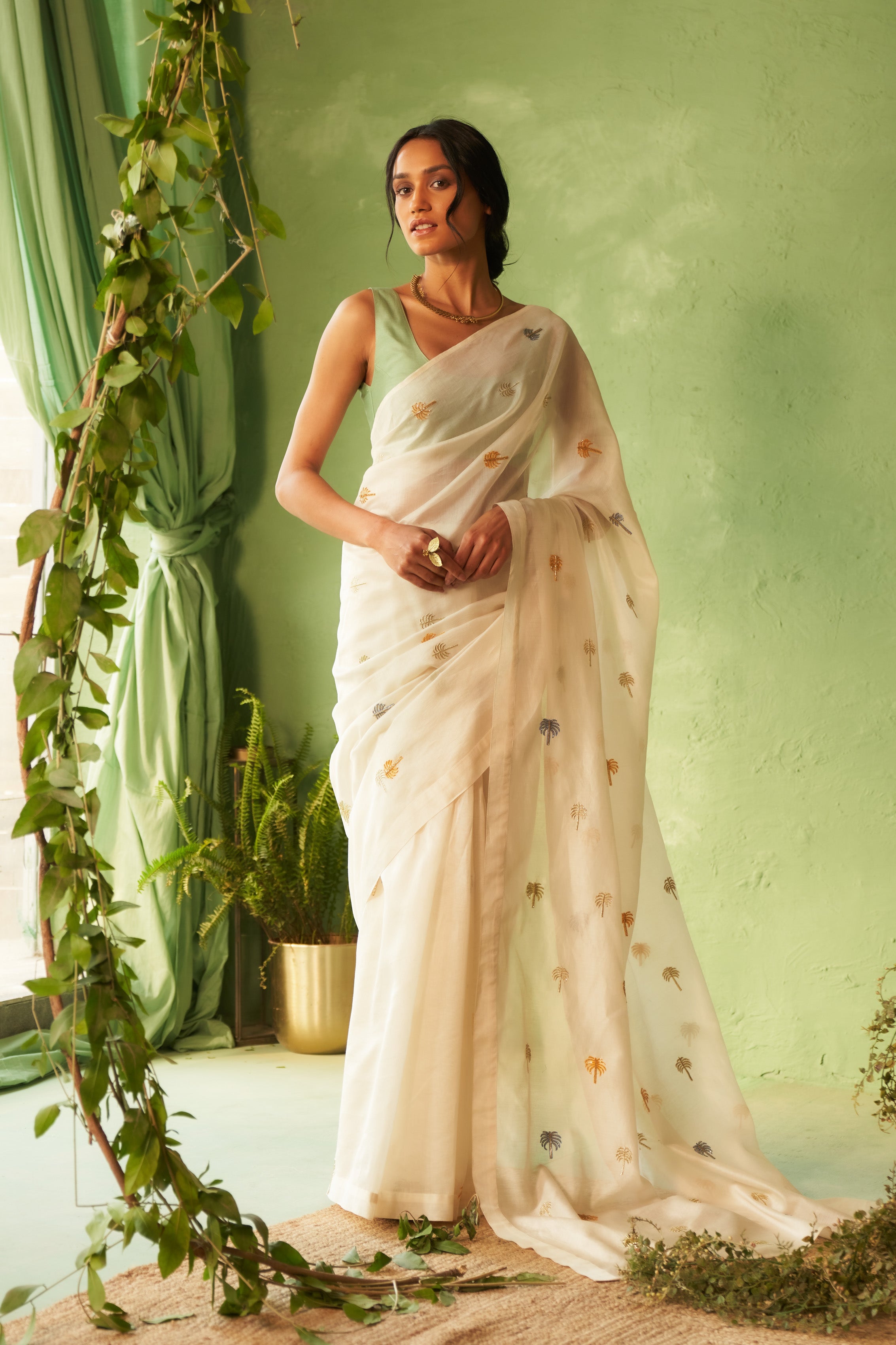 KINAARA SAREE WITH TEA GREEN BLOUSE