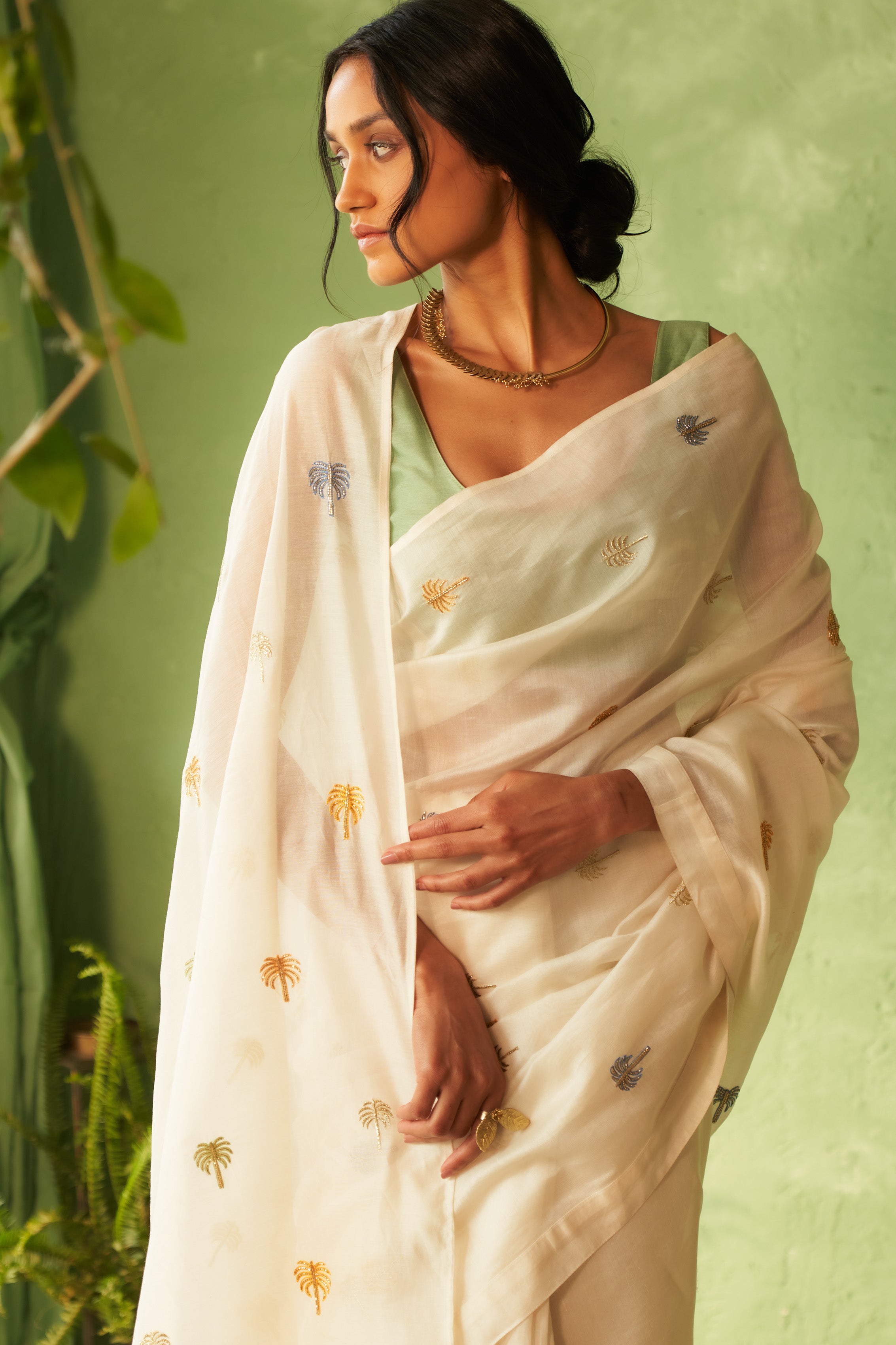 KINAARA SAREE WITH TEA GREEN BLOUSE
