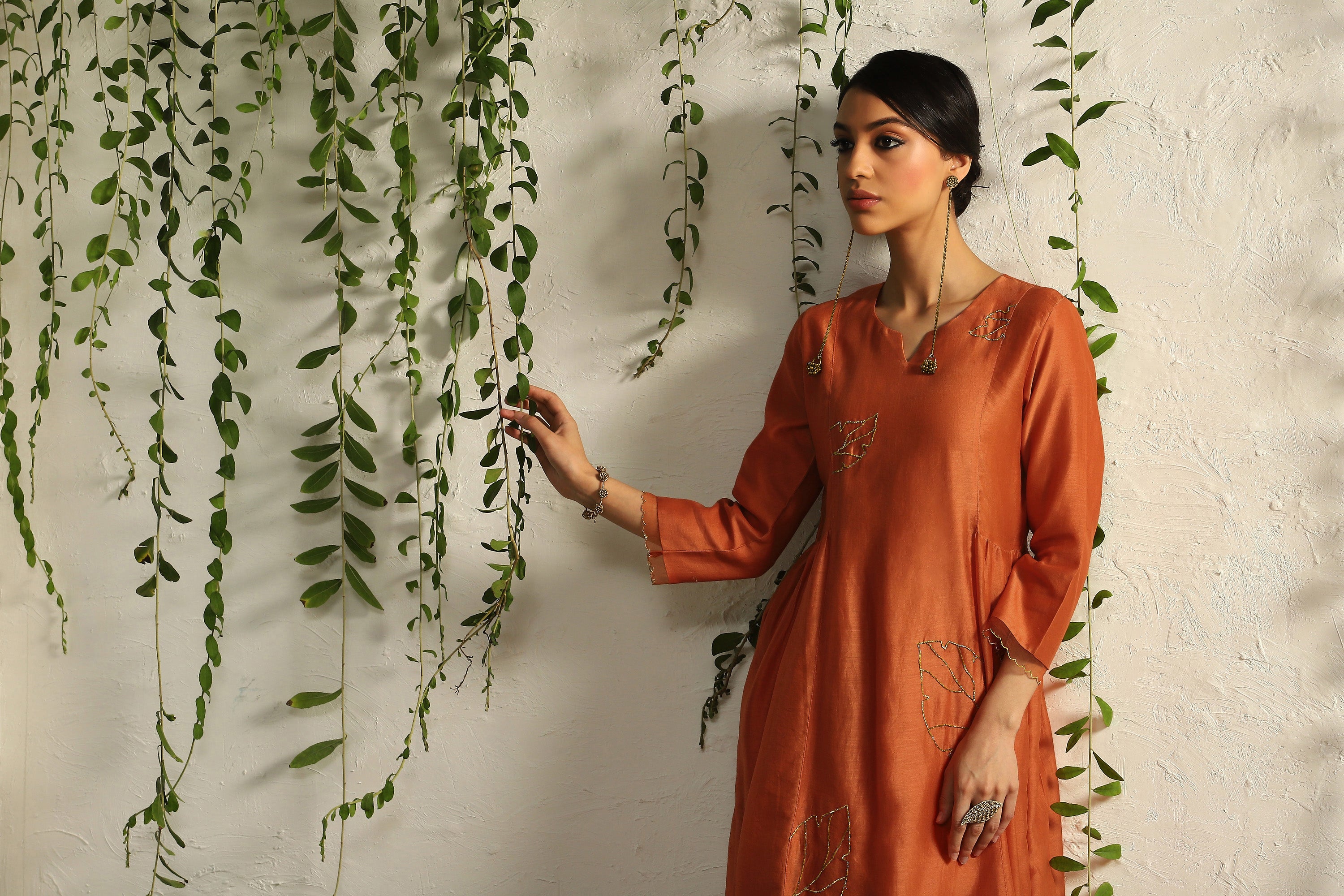 SPICE ORANGE SIDE GATHERED KURTA SET