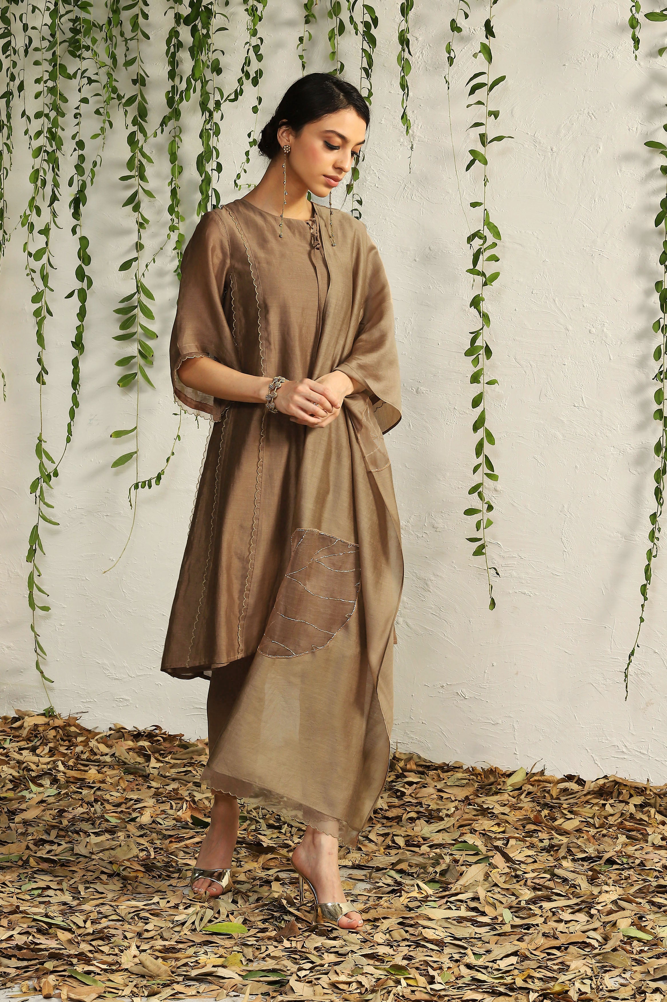 GINGER CHANDERI  TIE-UP KURTA SET