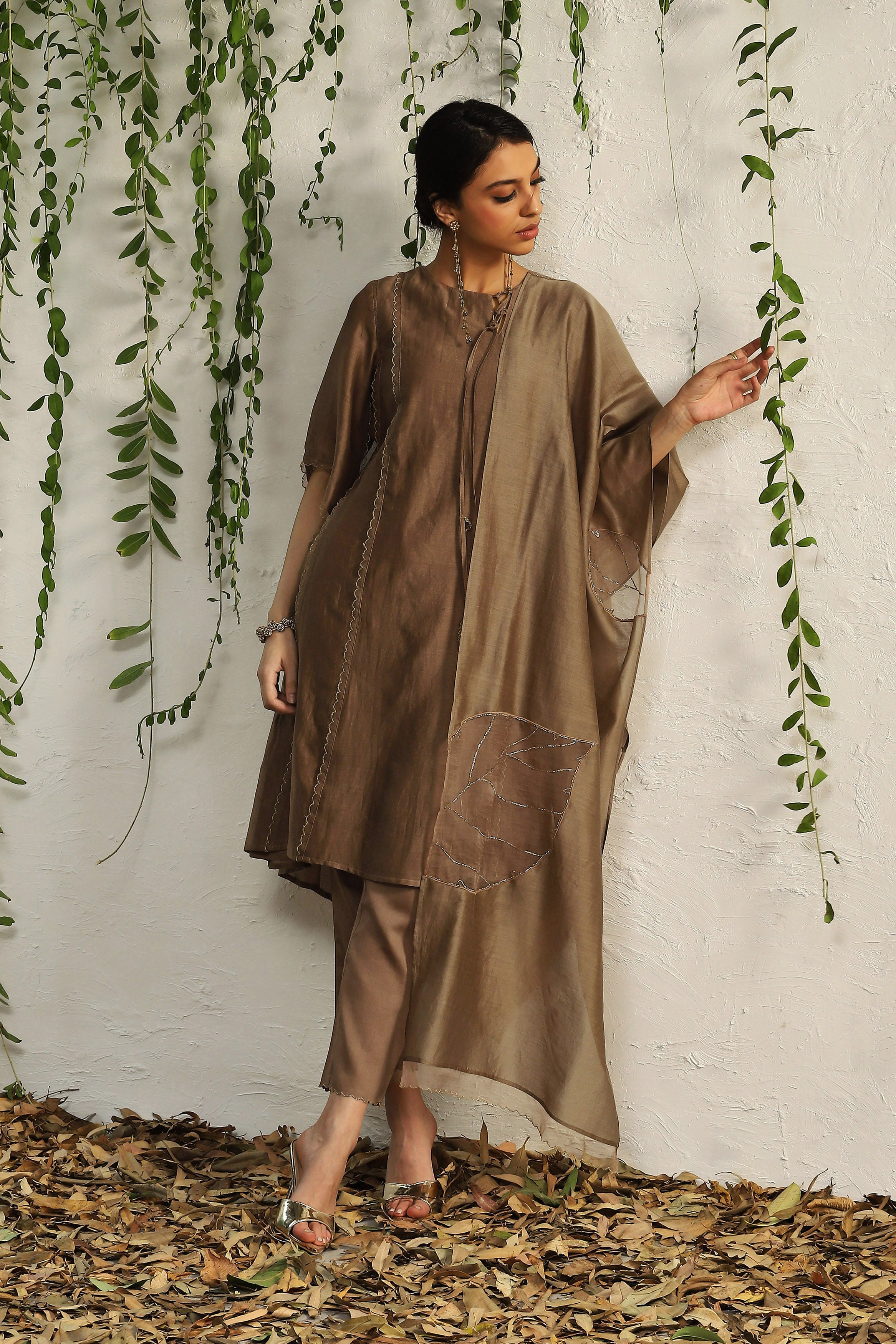 GINGER CHANDERI  TIE-UP KURTA SET