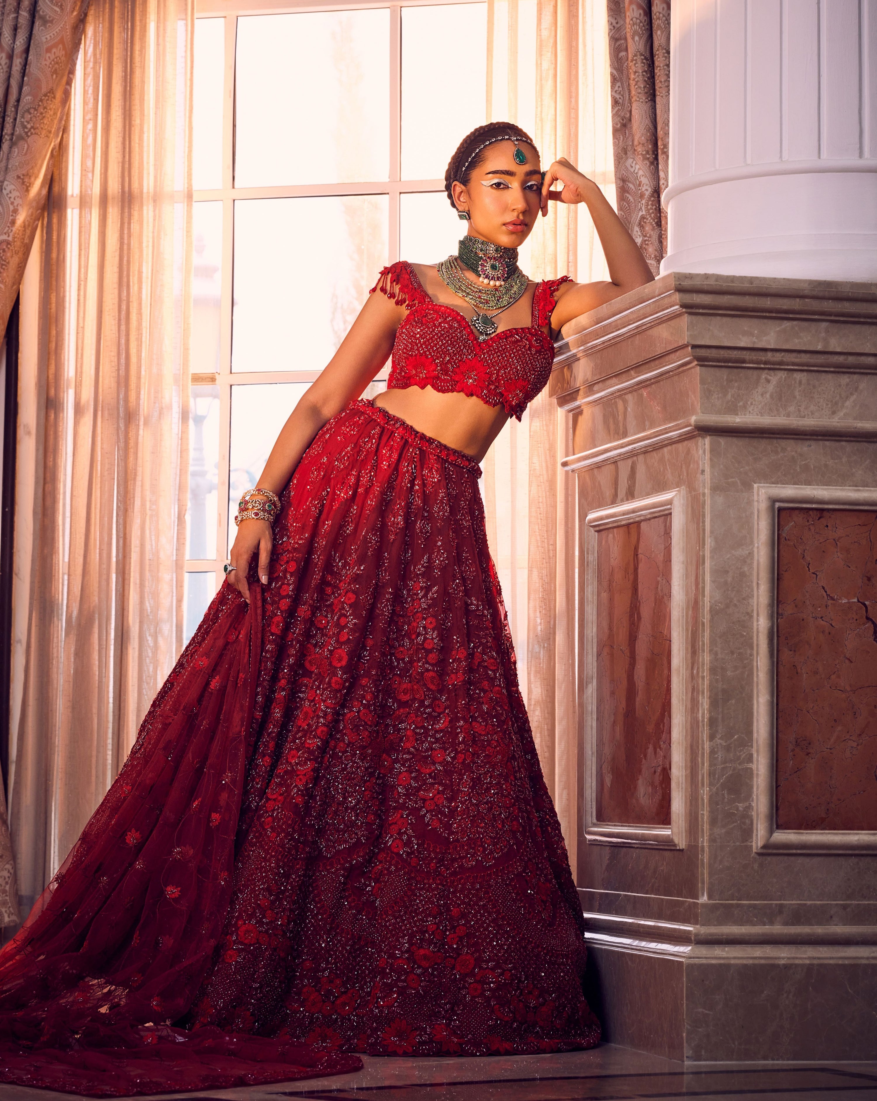 MERLIN ROSE LEHENGA