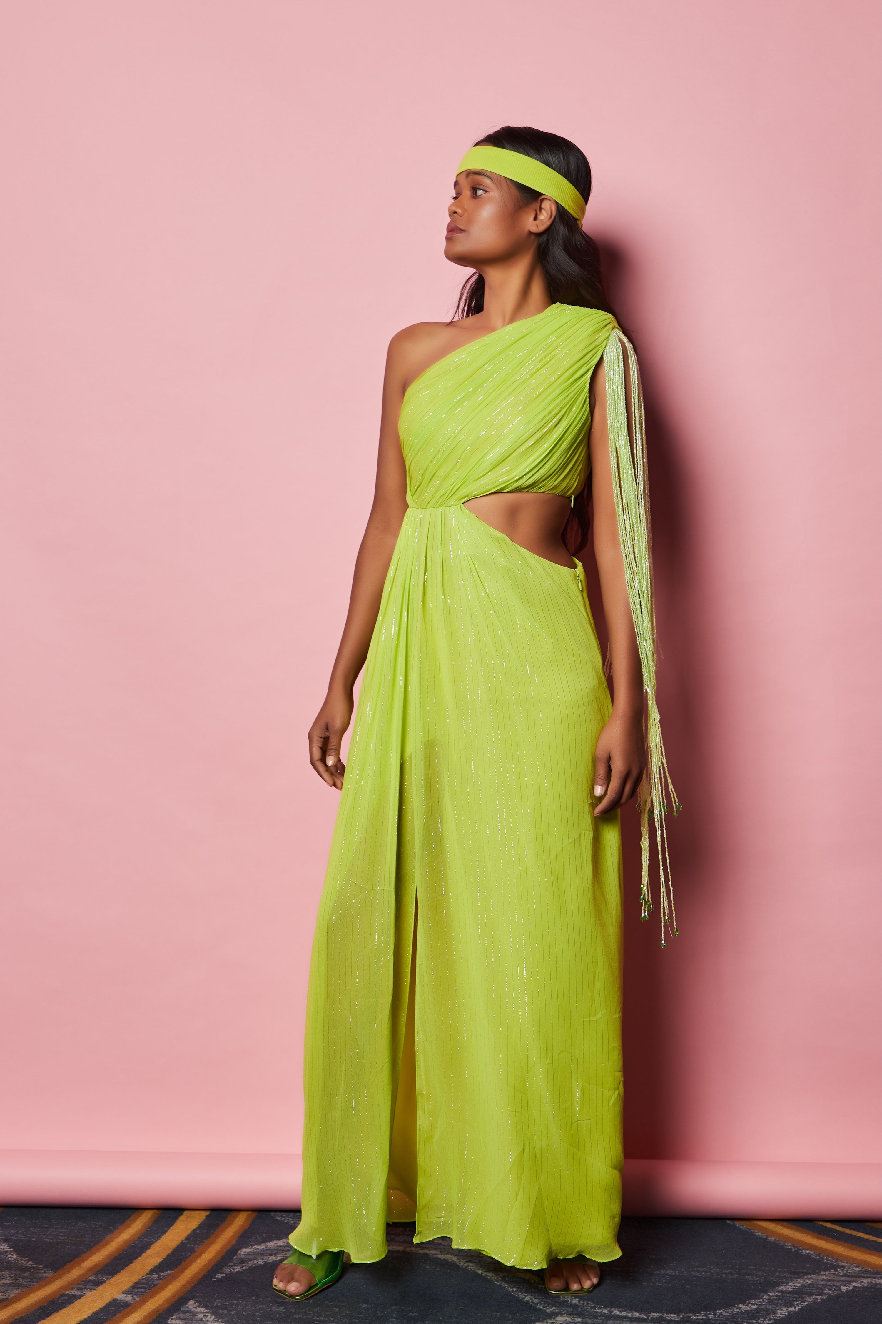 LIME GREEN TASSEL DRESS