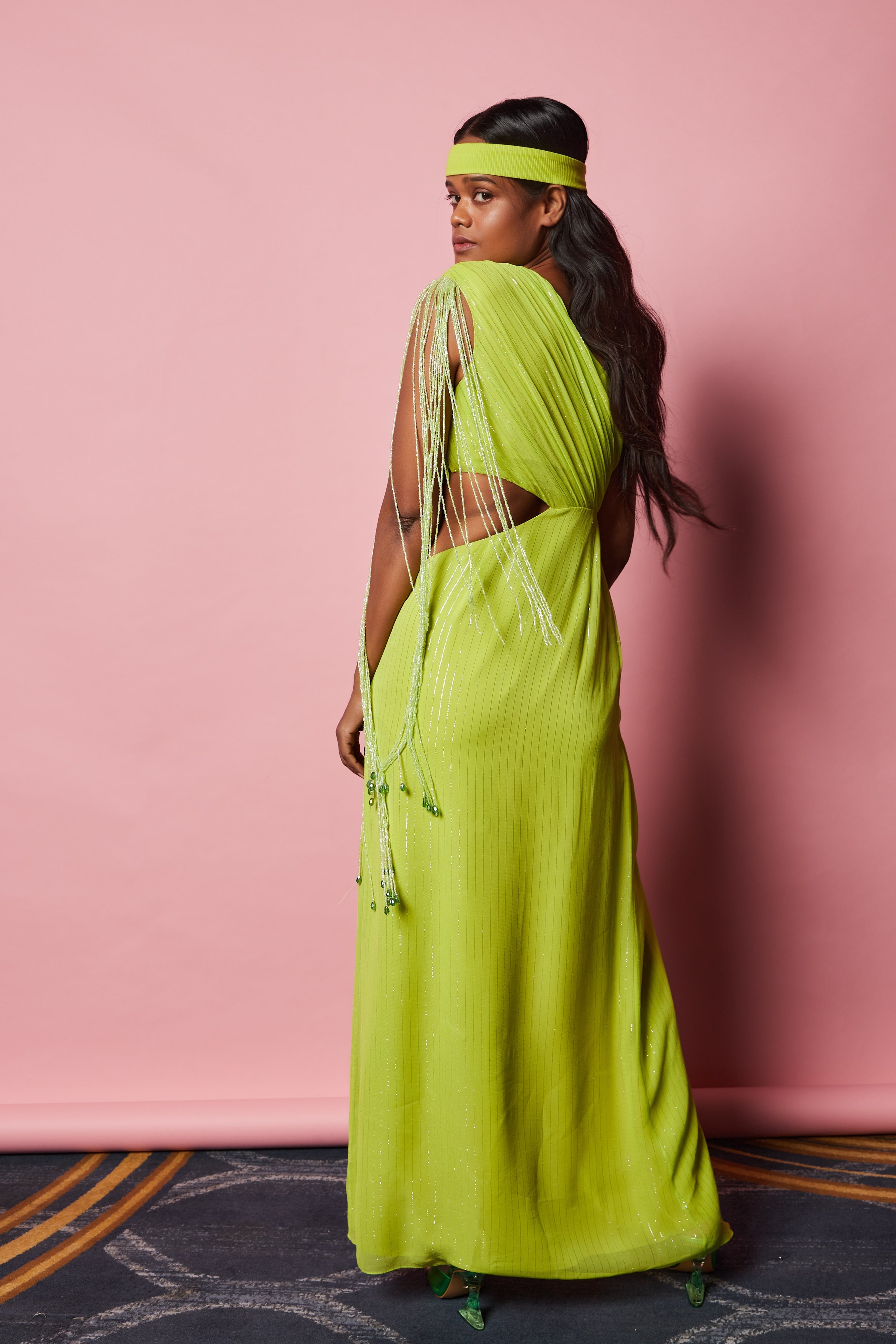 LIME GREEN TASSEL DRESS