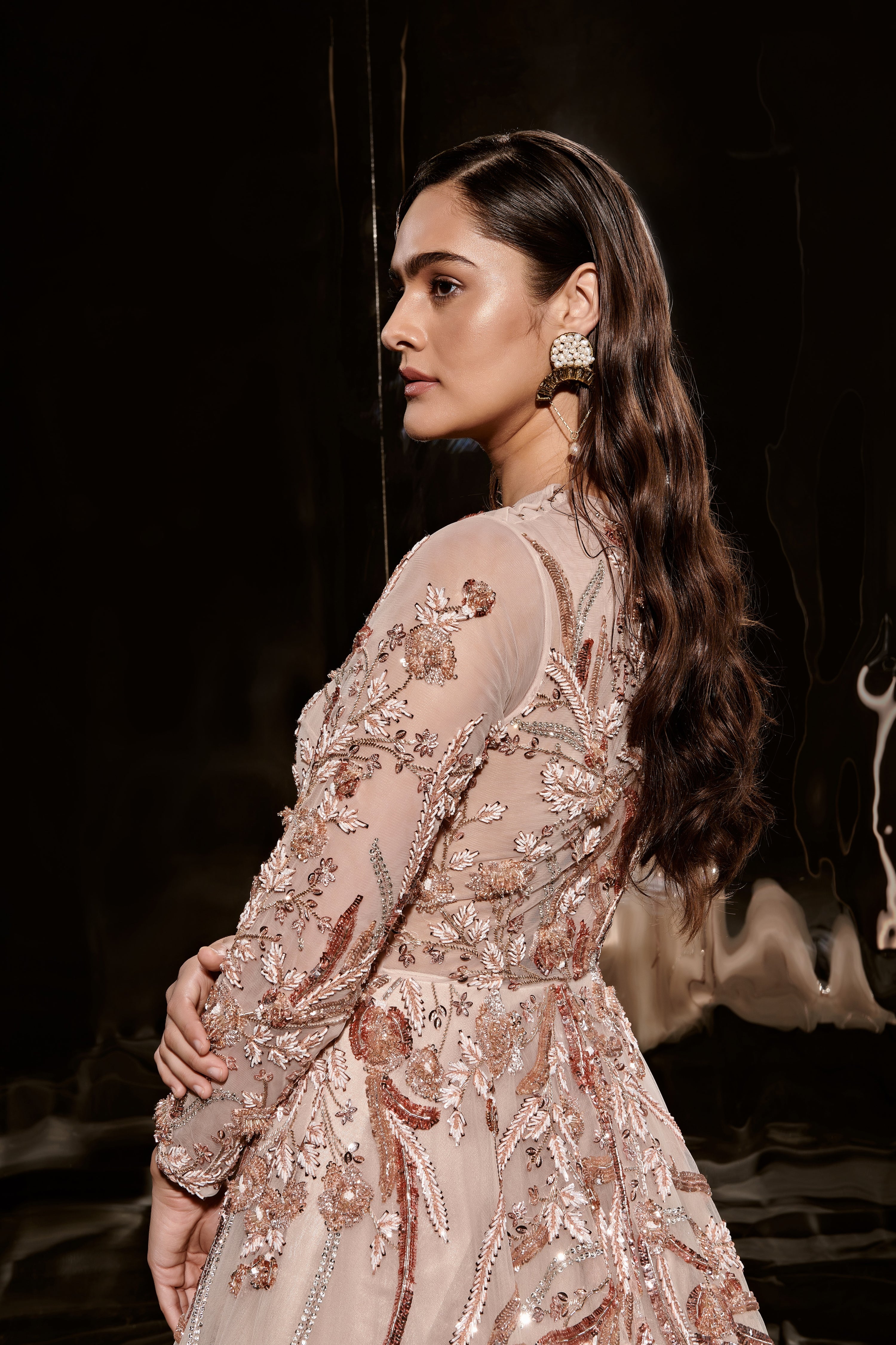 NUDE EMBROIDERED GOWN