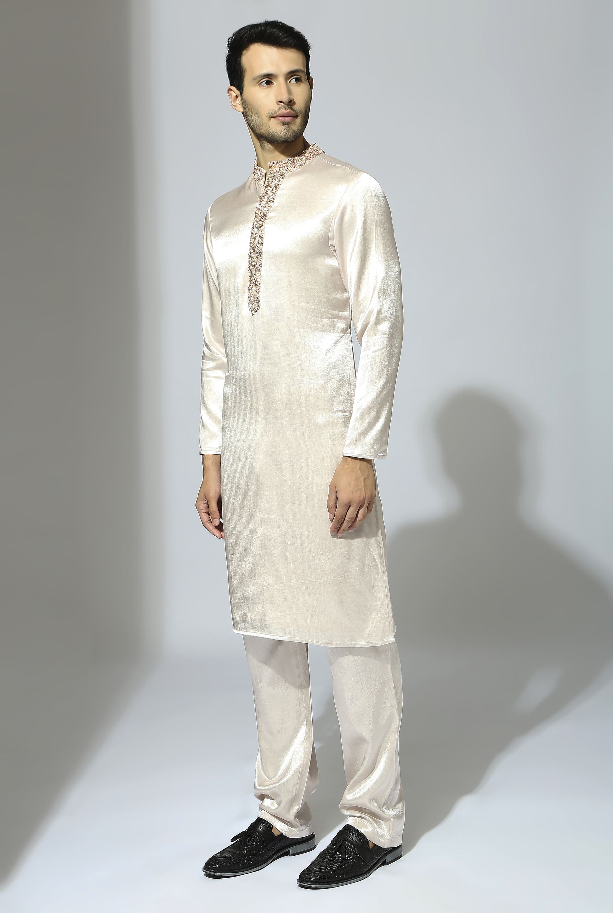 BEIGE EMBROIDERED KURTA SET