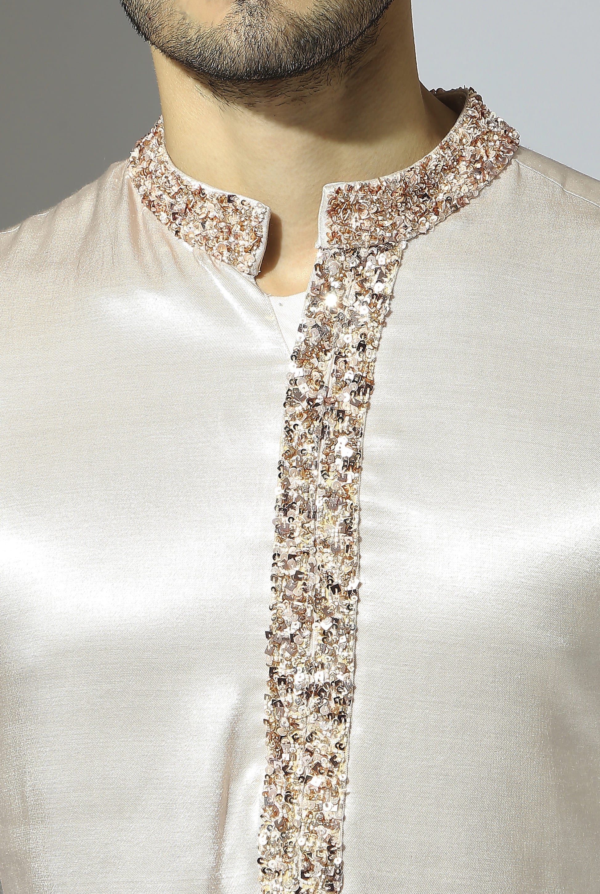 BEIGE EMBROIDERED KURTA SET