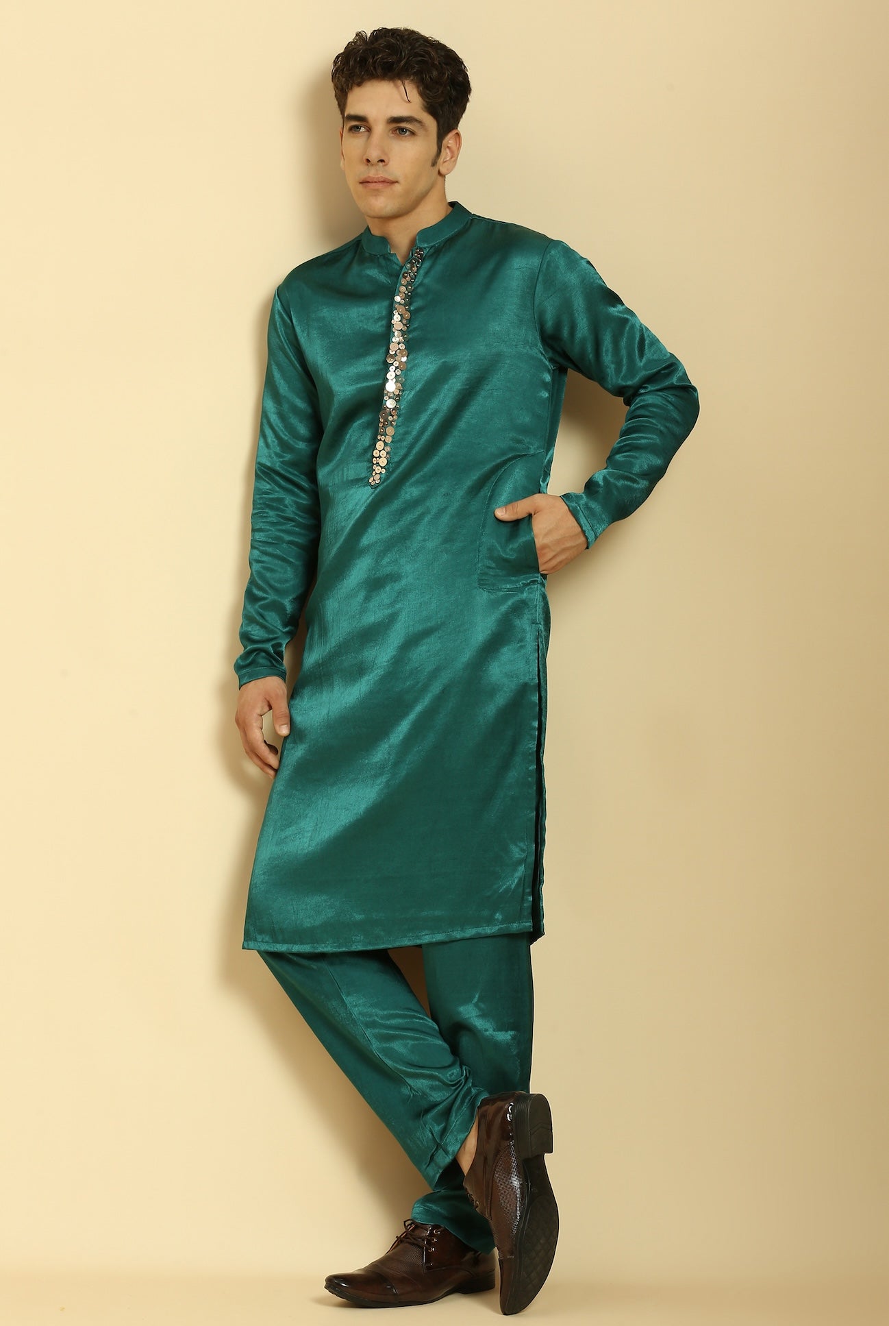 TEAL GREEN KURTA WITH PANT