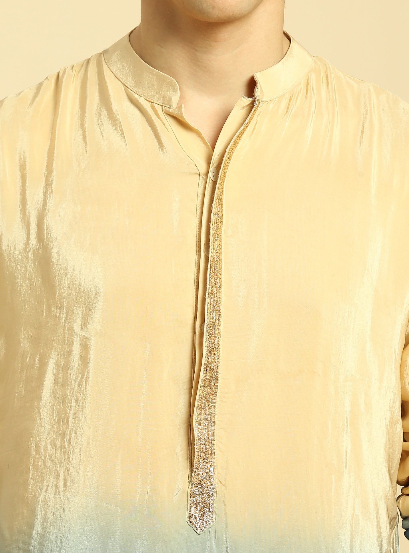 BEIGE/BLUE OMBRE KURTA WITH BEIGE PANT