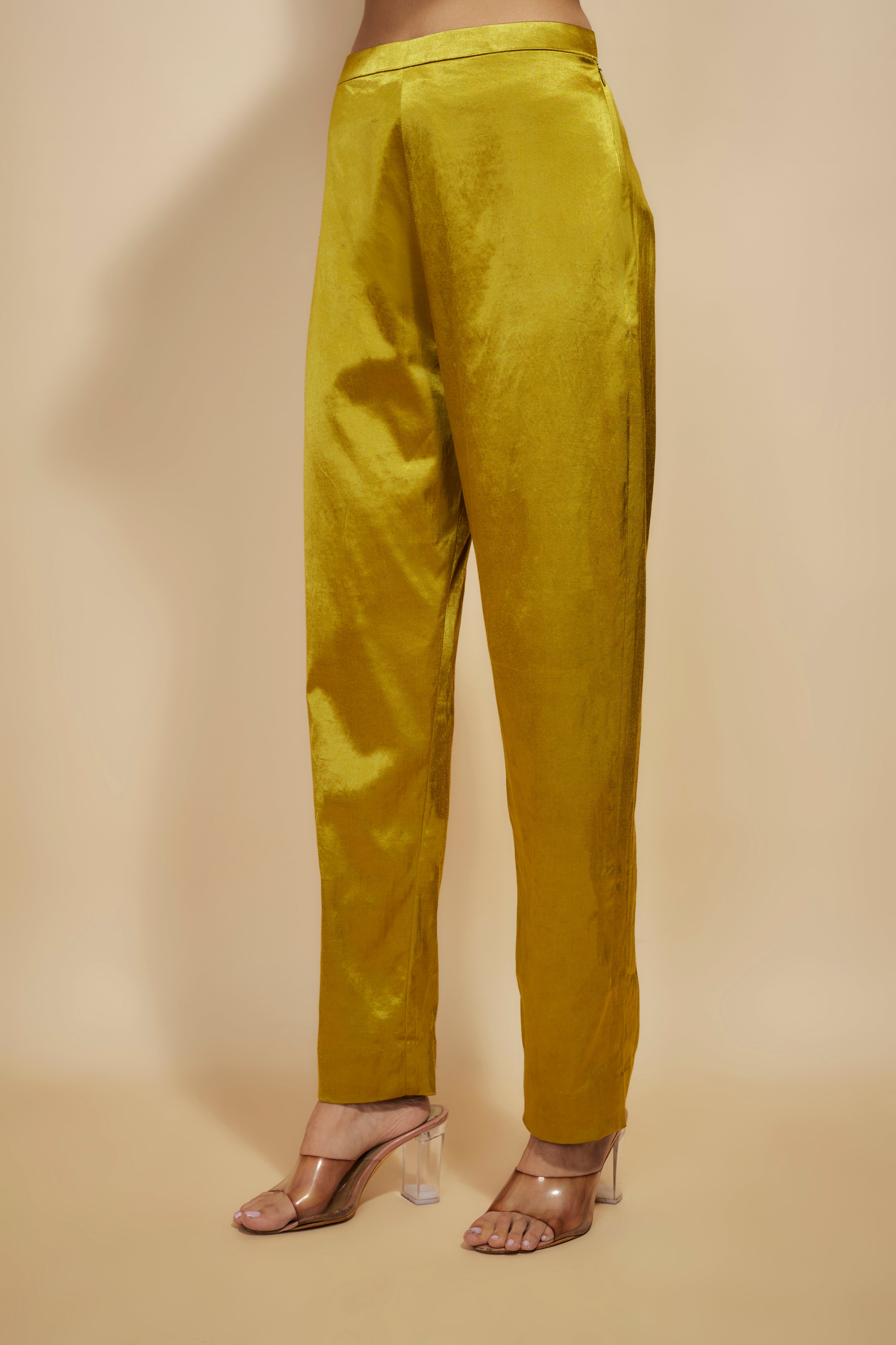 MUSTARD BLOCK EMBROIDERED KAFTAN WITH PANT