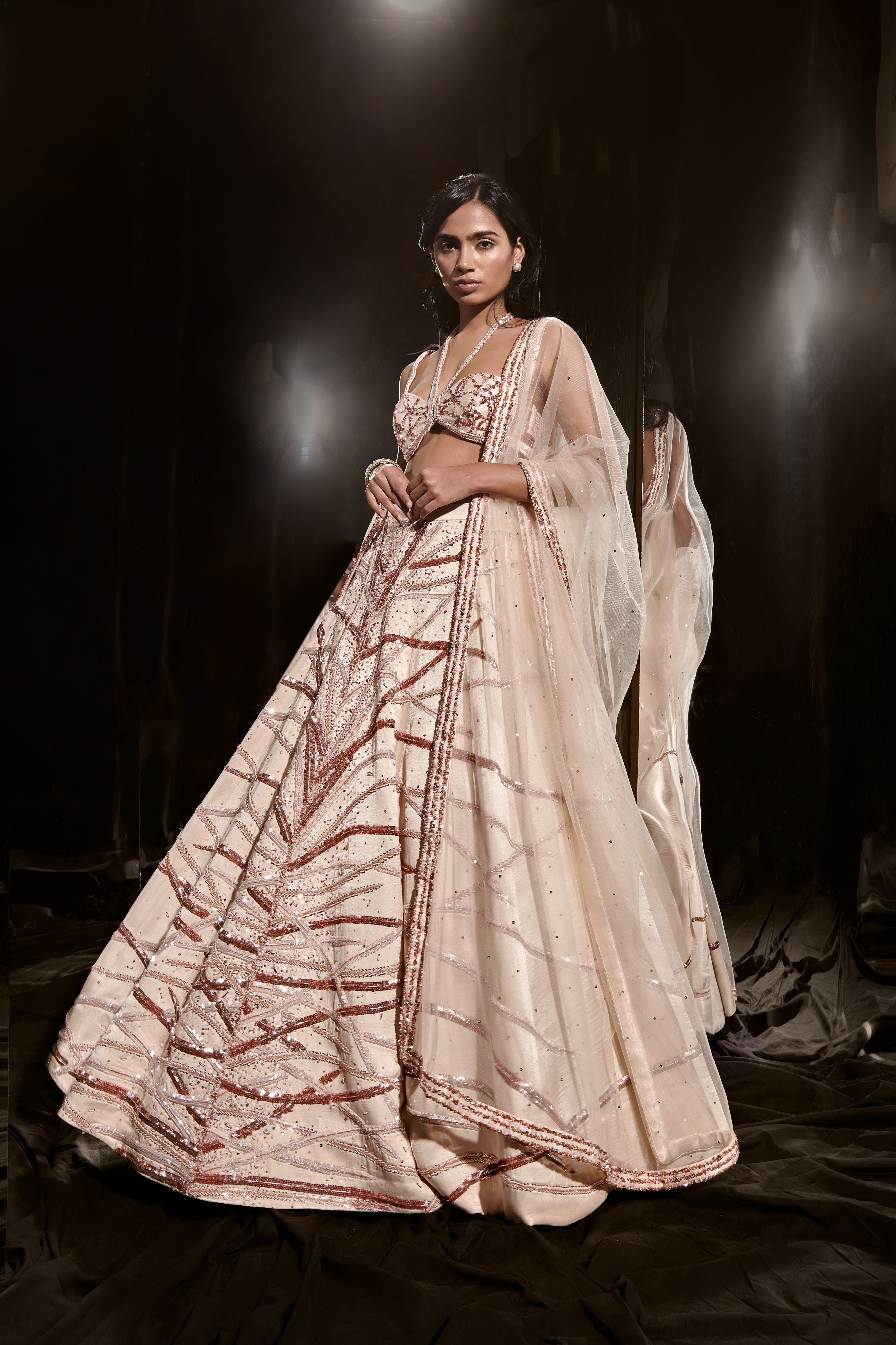 LIGHT NUDE EMBROIDERED LEHENGA SET