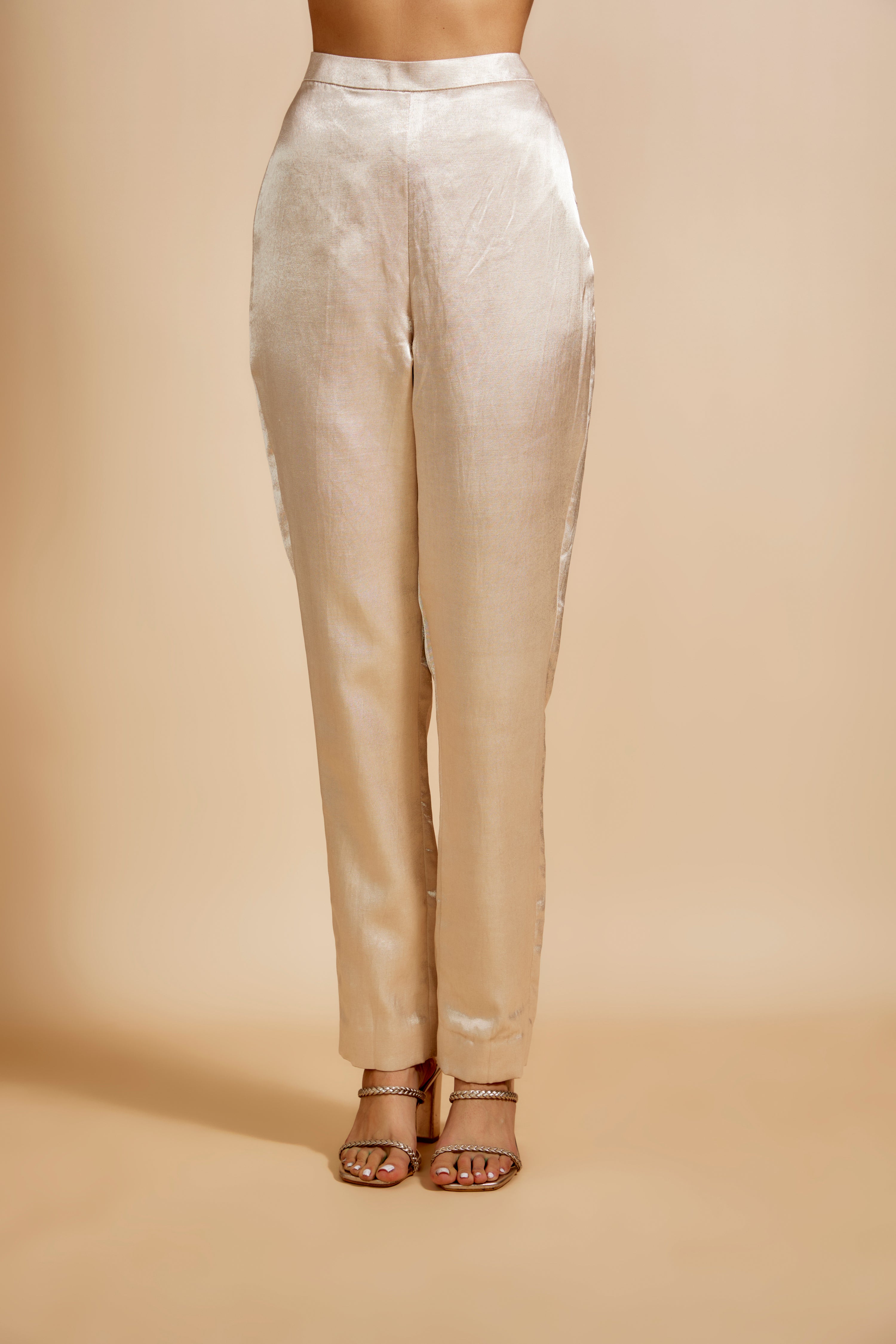 BEIGE EMBROIDERED JACKET WITH BEIGE TOP AND PANT