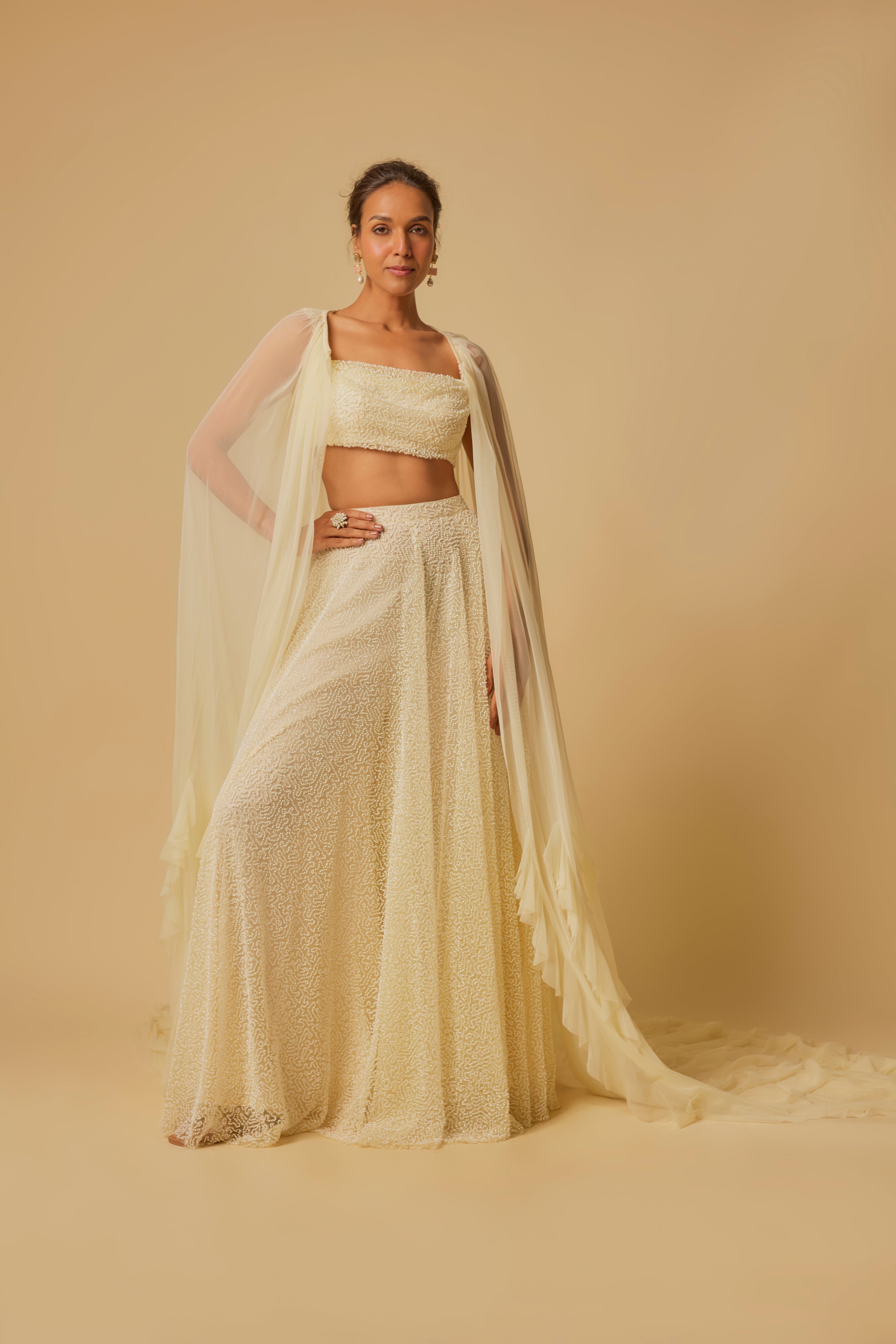 YELLOW HEAVY EMBROIDERED GHARARA SET