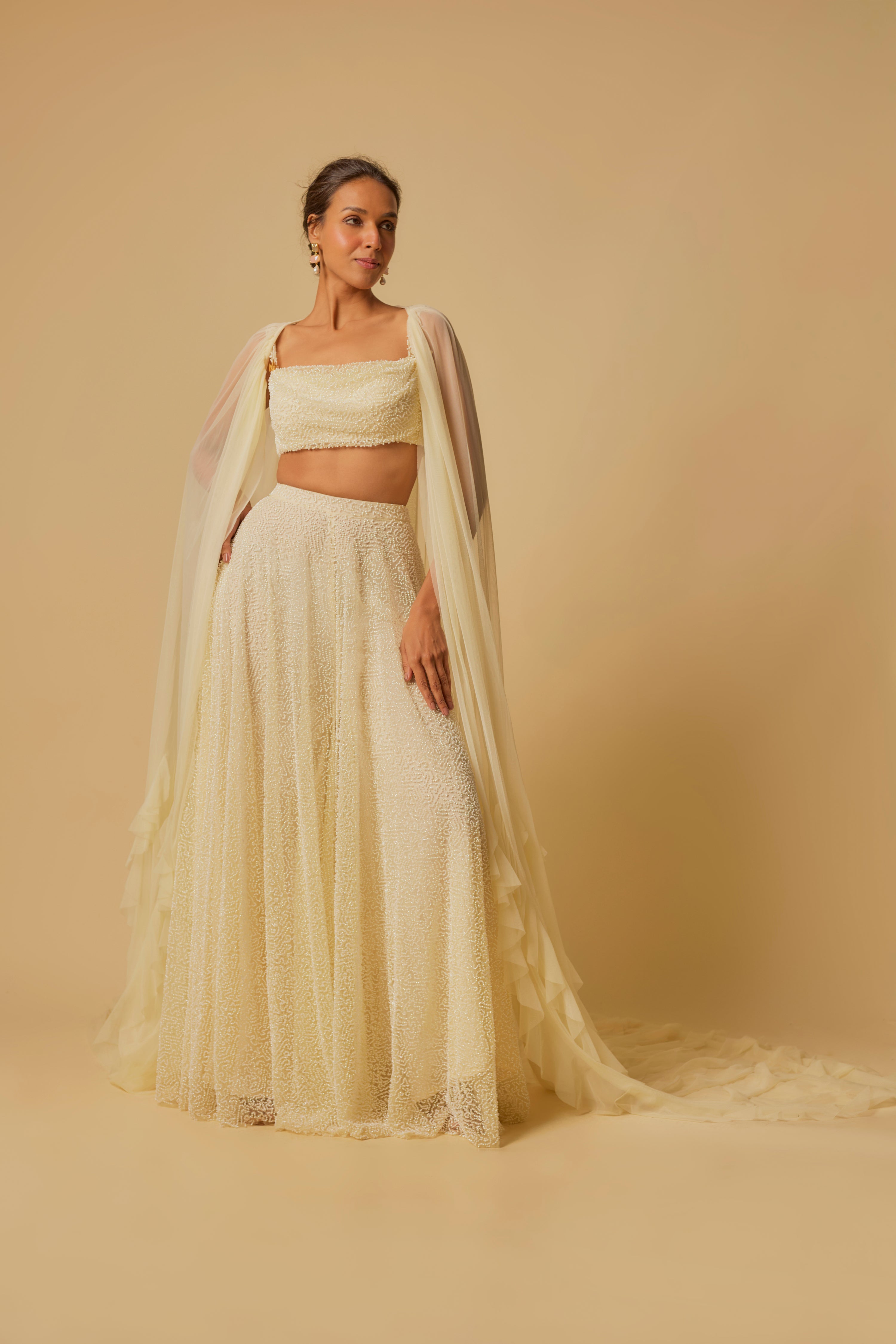 YELLOW HEAVY EMBROIDERED GHARARA SET