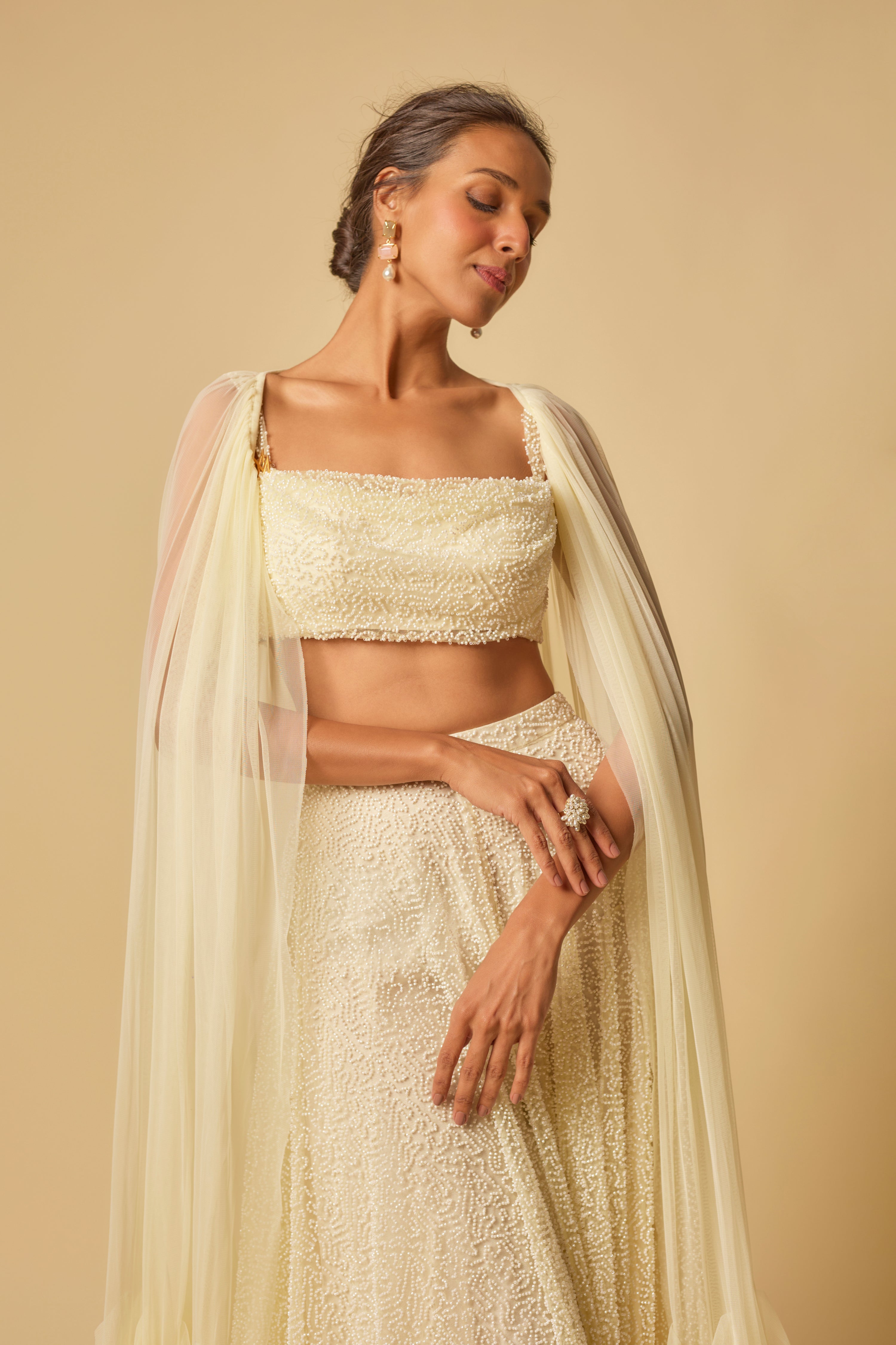 YELLOW HEAVY EMBROIDERED GHARARA SET