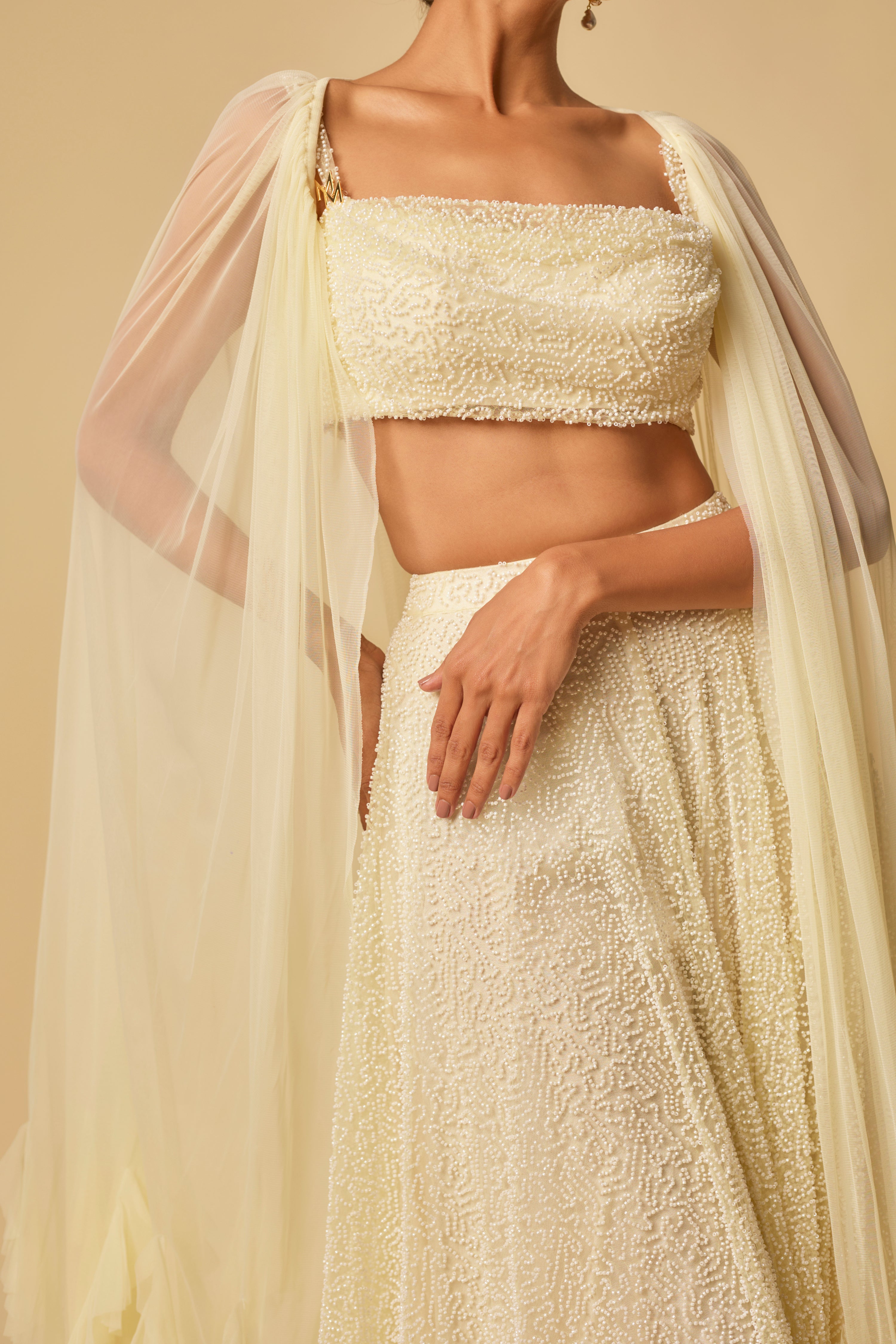 YELLOW HEAVY EMBROIDERED GHARARA SET