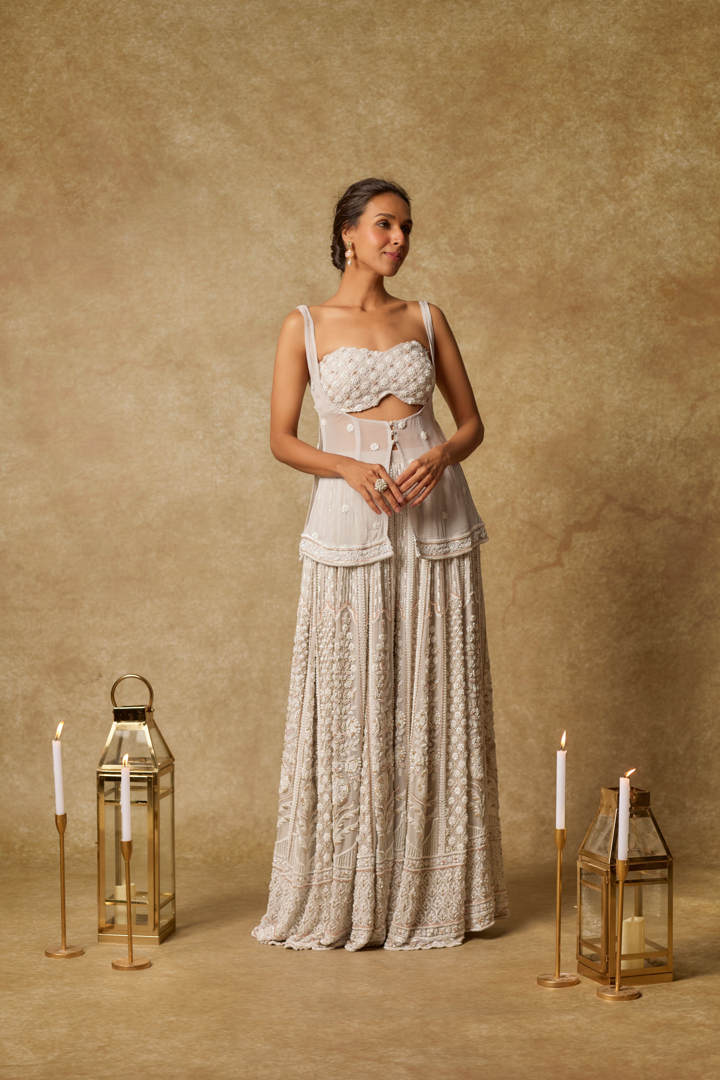 GREY HEAVY EMBROIDERED GHARARA SET