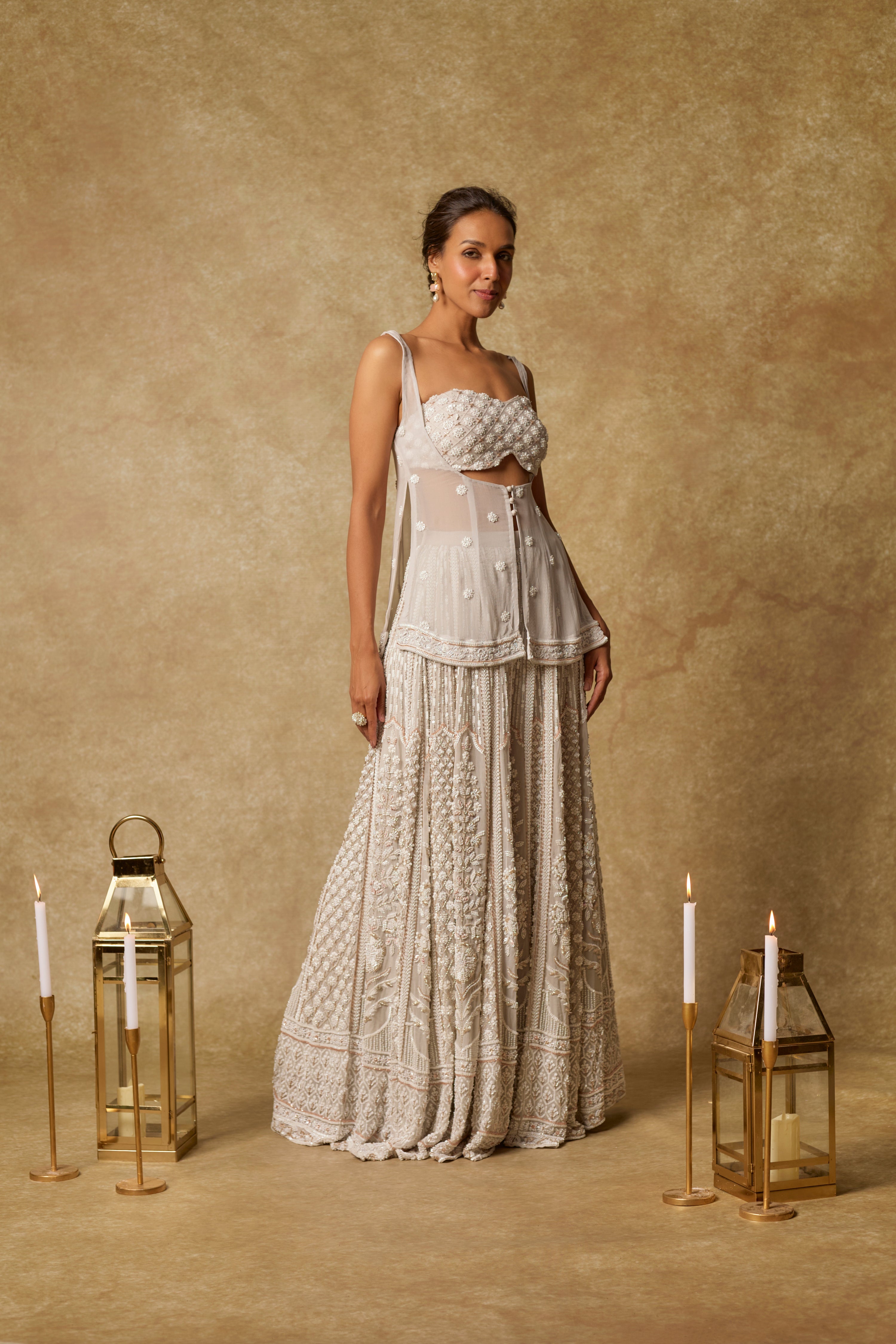 GREY HEAVY EMBROIDERED GHARARA SET