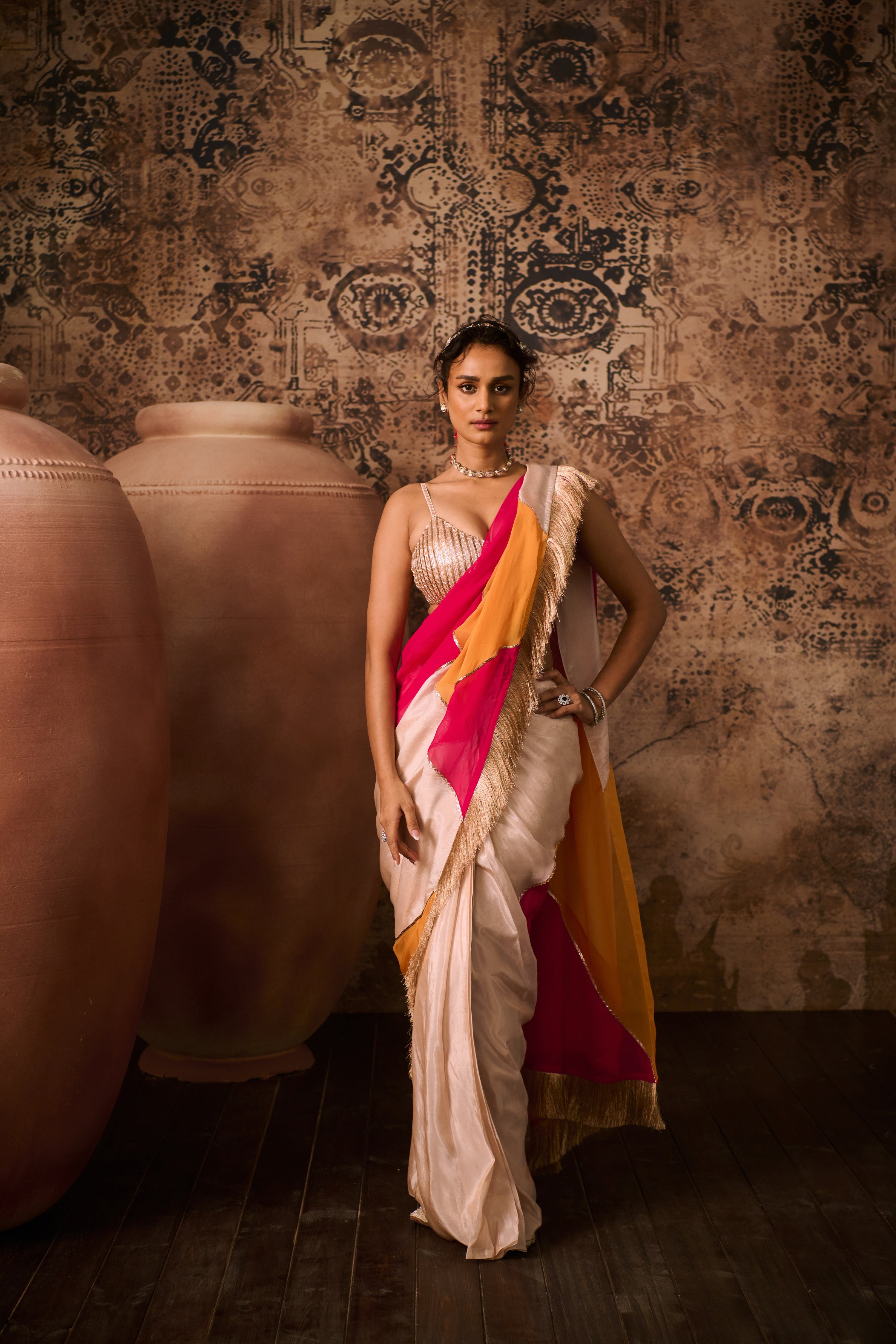 ROSE GOLD RADIANCE WITH KALEIDOSCOPE SAREE