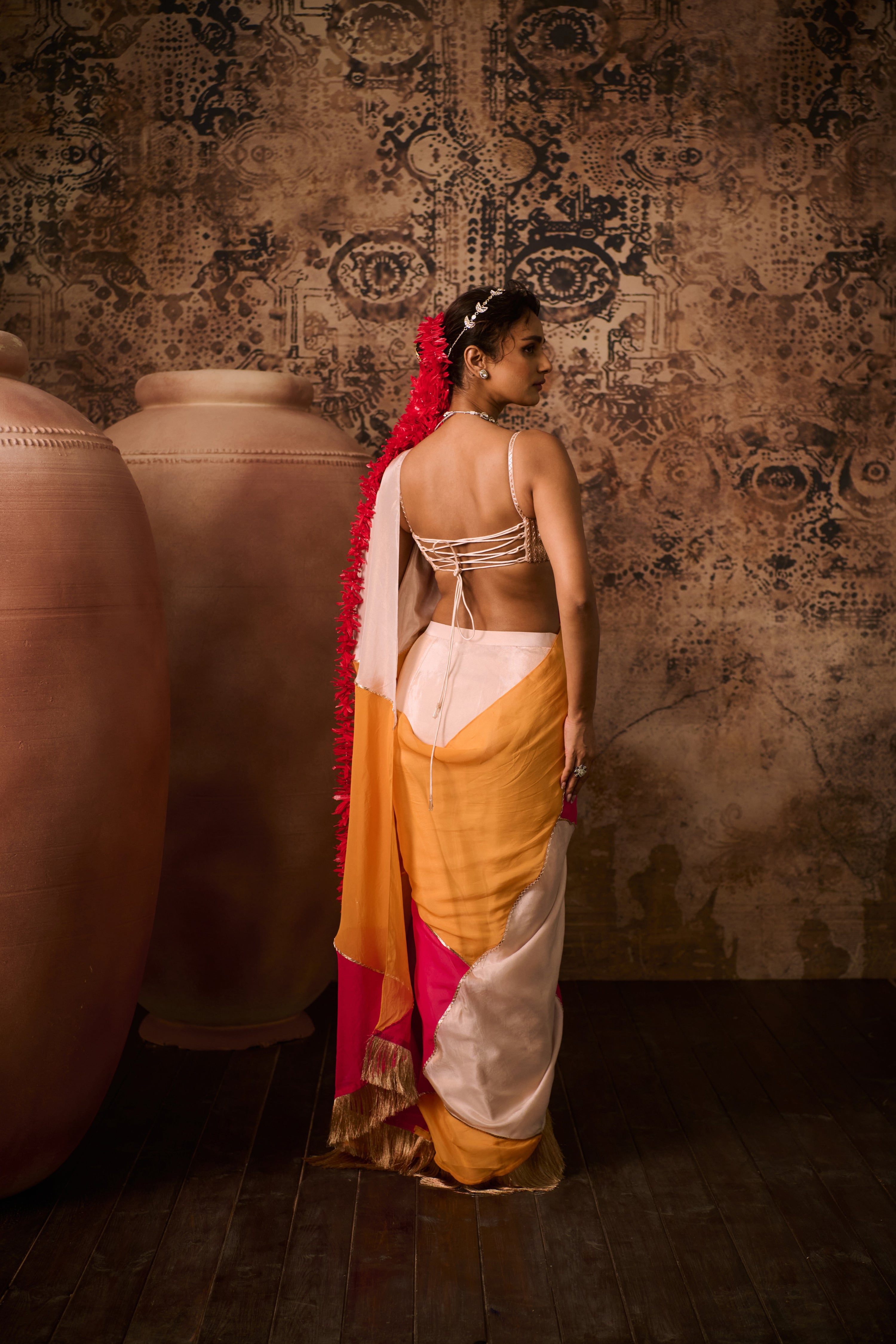 ROSE GOLD RADIANCE WITH KALEIDOSCOPE SAREE