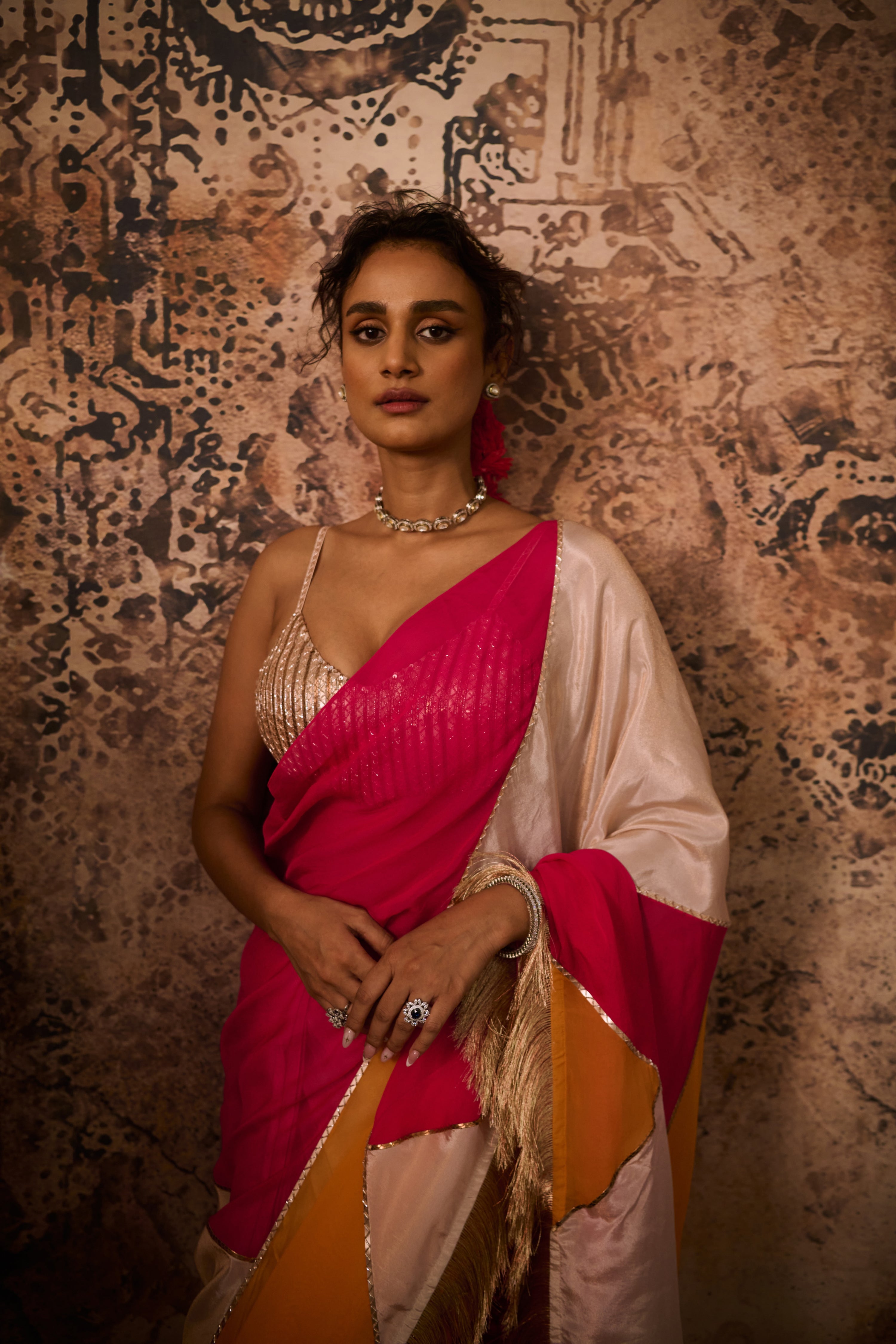 ROSE GOLD RADIANCE WITH KALEIDOSCOPE SAREE