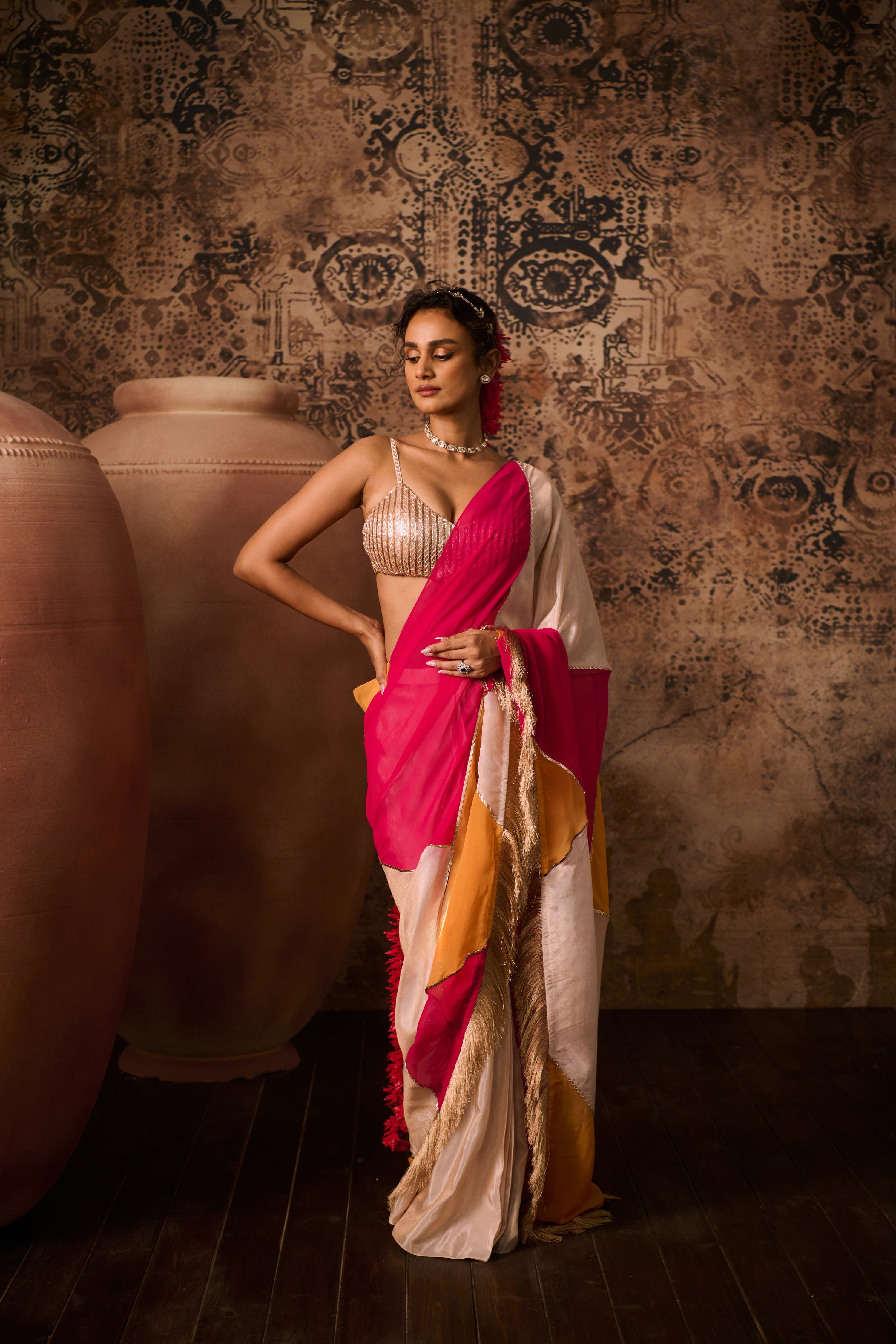 ROSE GOLD RADIANCE WITH KALEIDOSCOPE SAREE