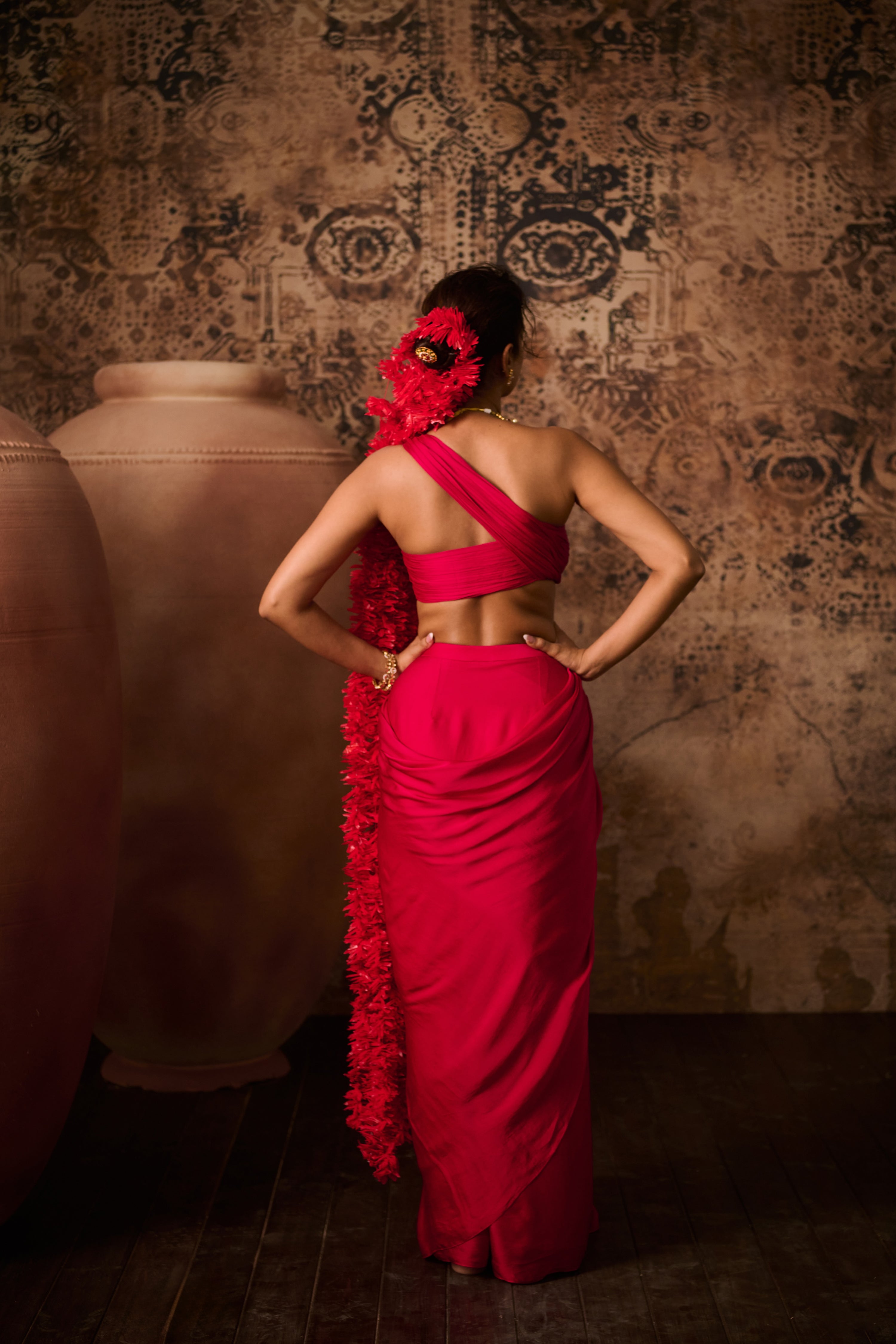 HOT PINK RADIANCE SKIRT SAREE WITH TOP