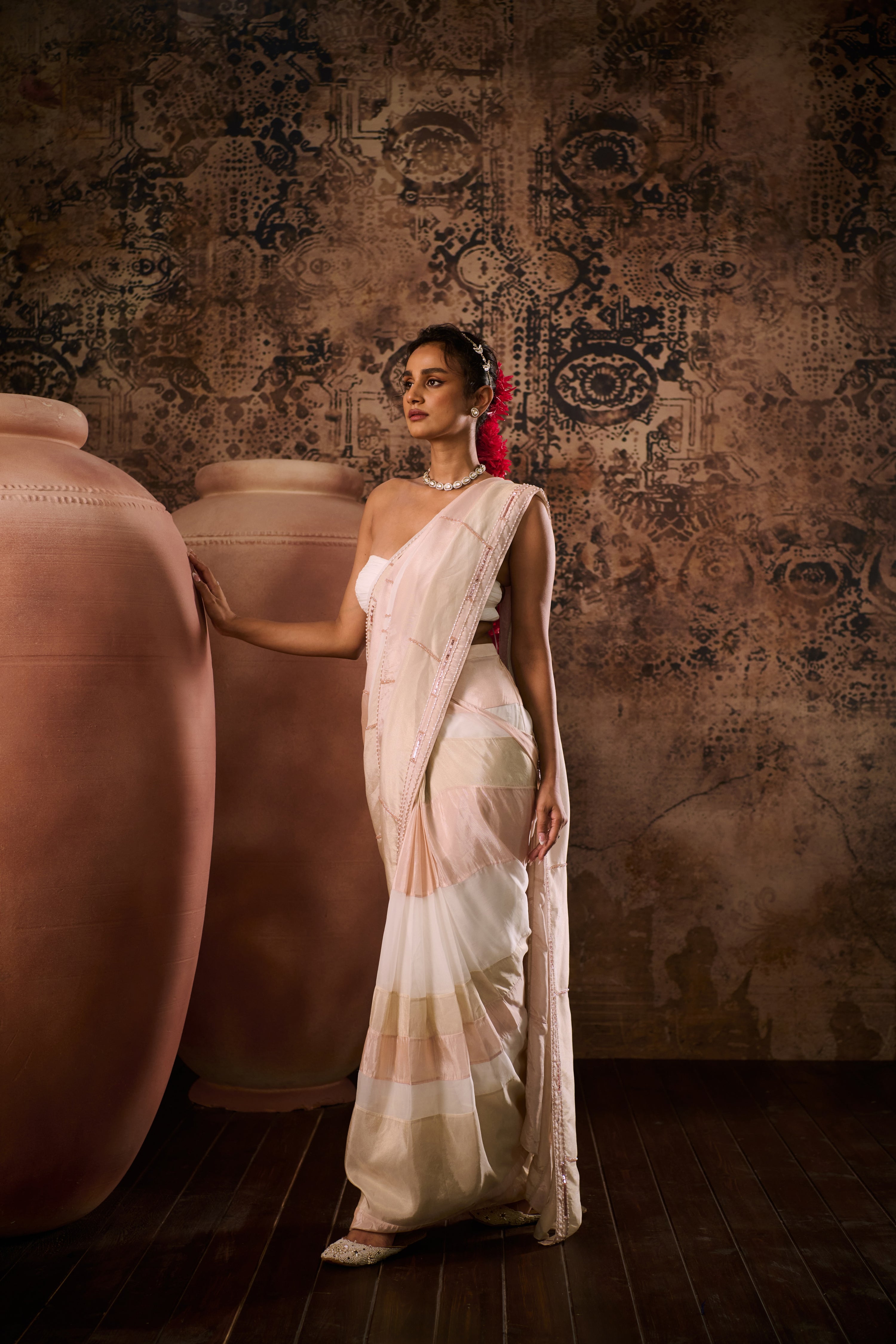 IVORY ELEGANCE BLOUSE & TISSUE SAREE