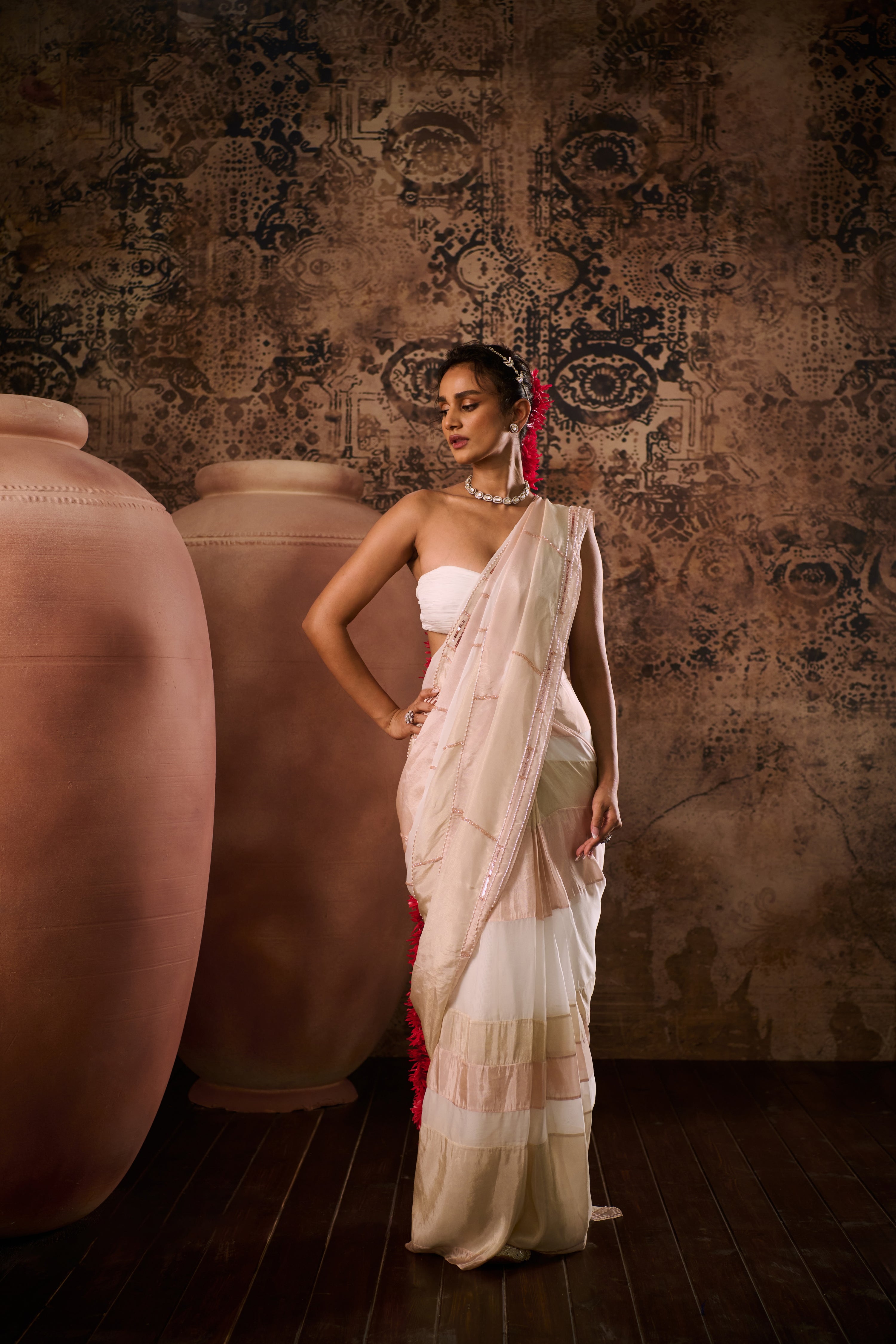 IVORY ELEGANCE BLOUSE & TISSUE SAREE