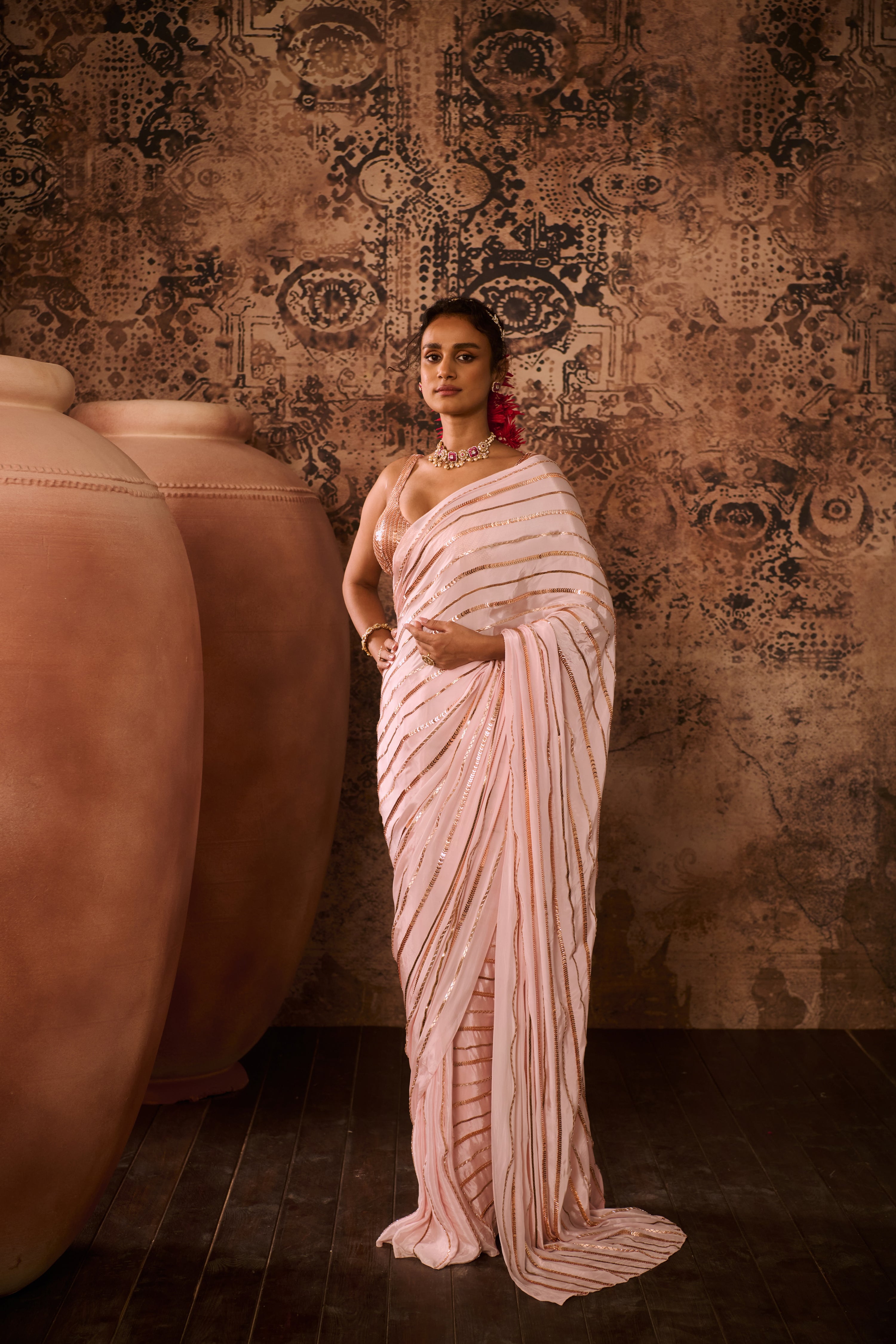 BLUSH BLOOM EMBROIDERED BLOUSE & SAREE