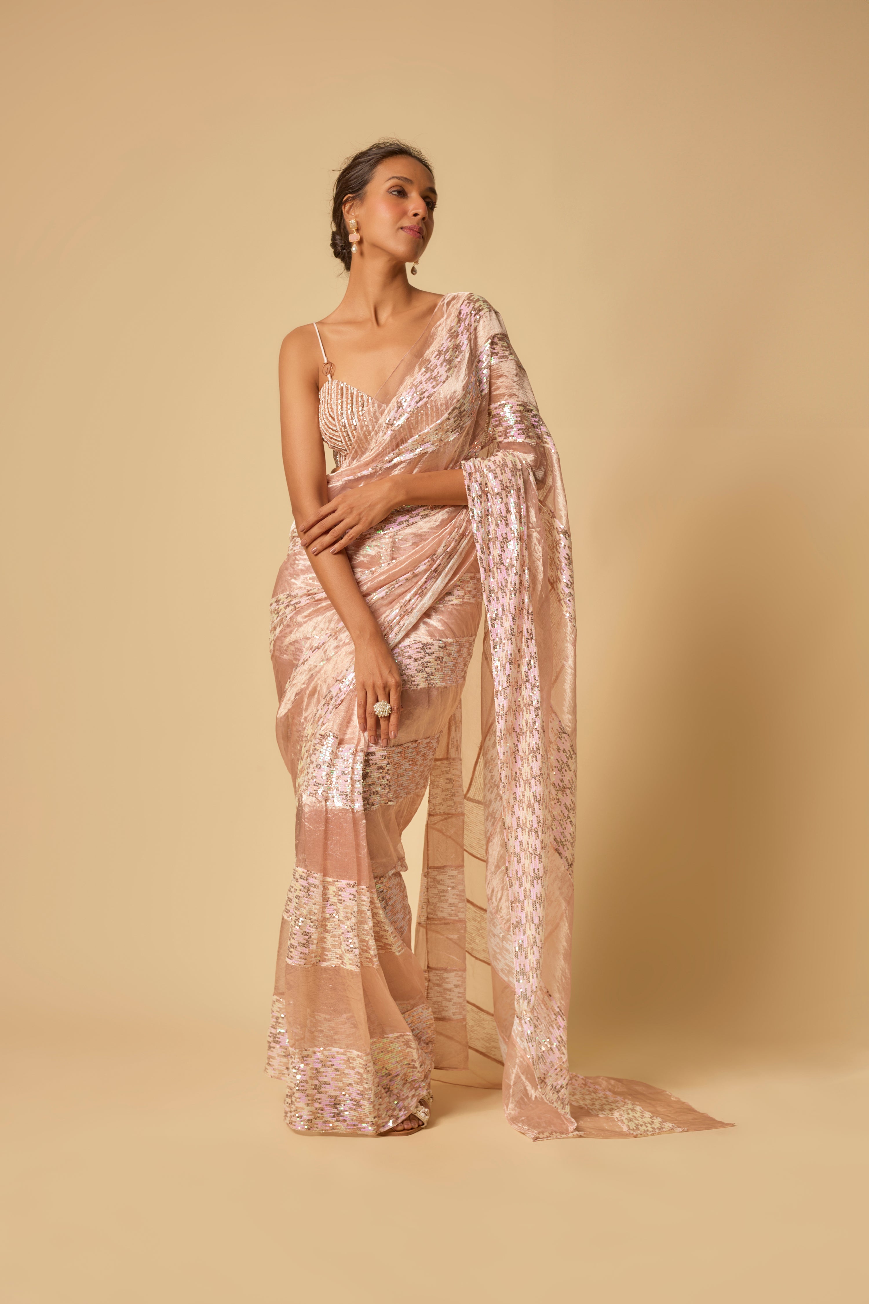 SEQUIN BLOCK PRE-STITCHED SAREE