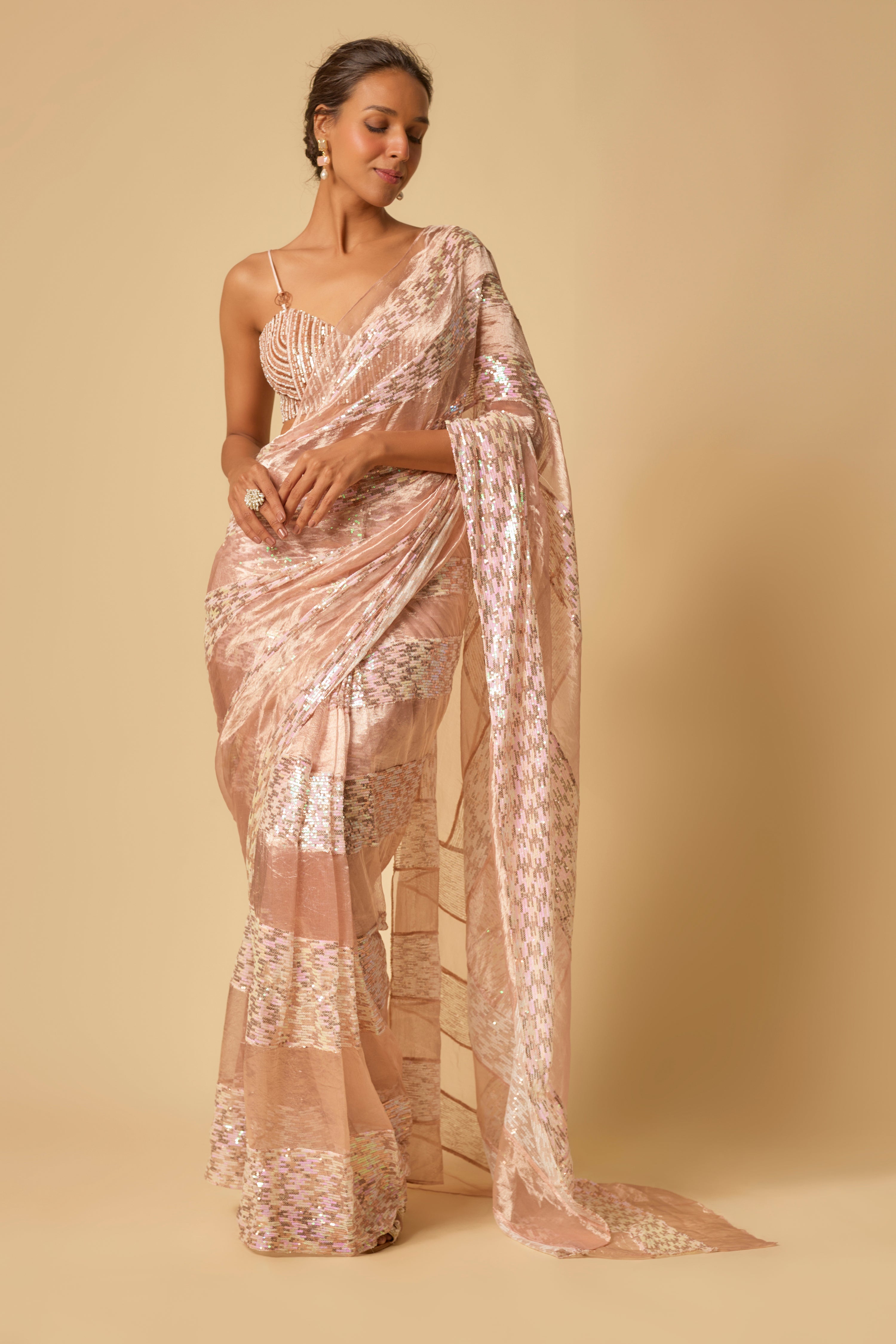 SEQUIN BLOCK PRE-STITCHED SAREE