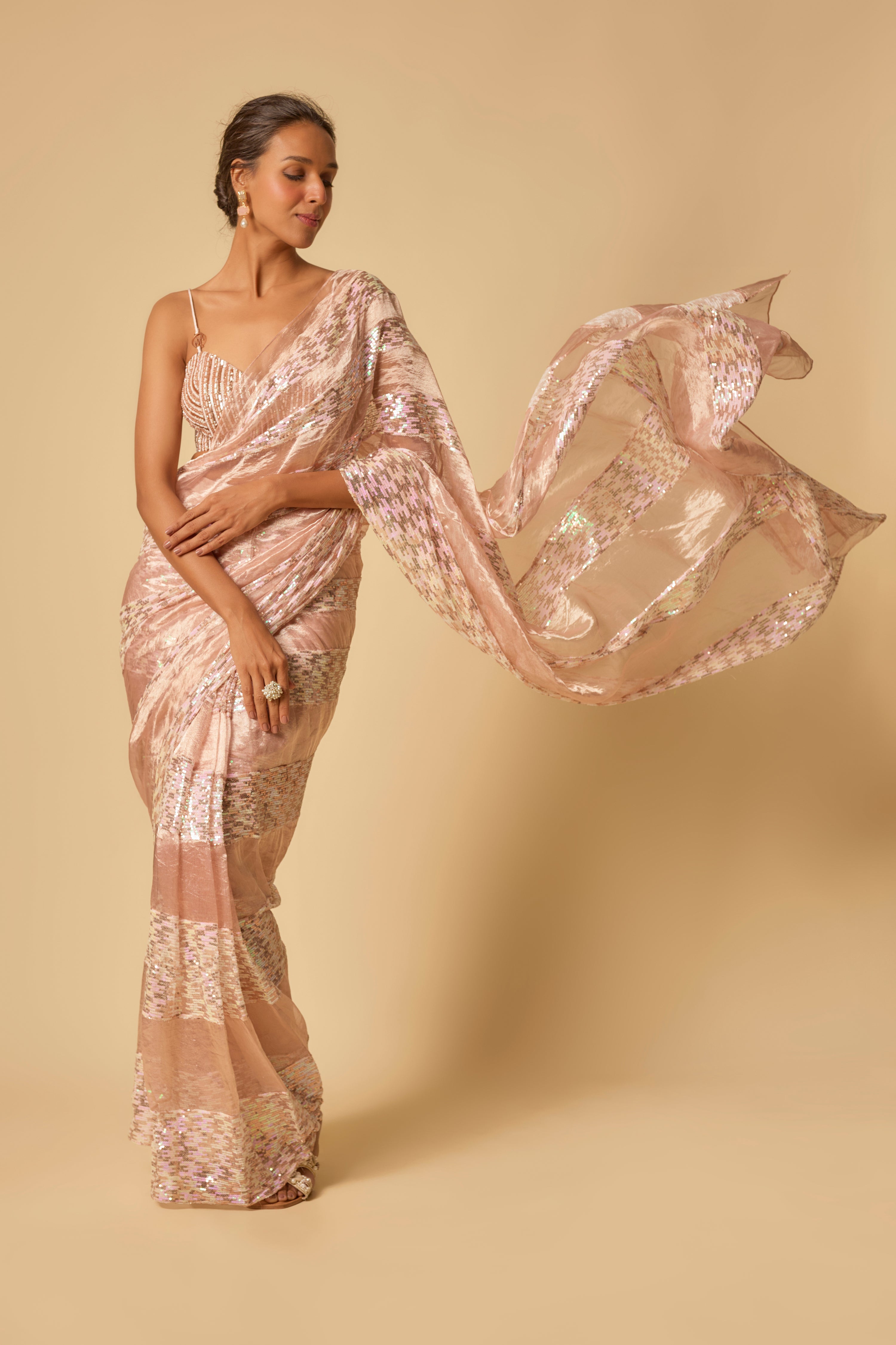 SEQUIN BLOCK PRE-STITCHED SAREE